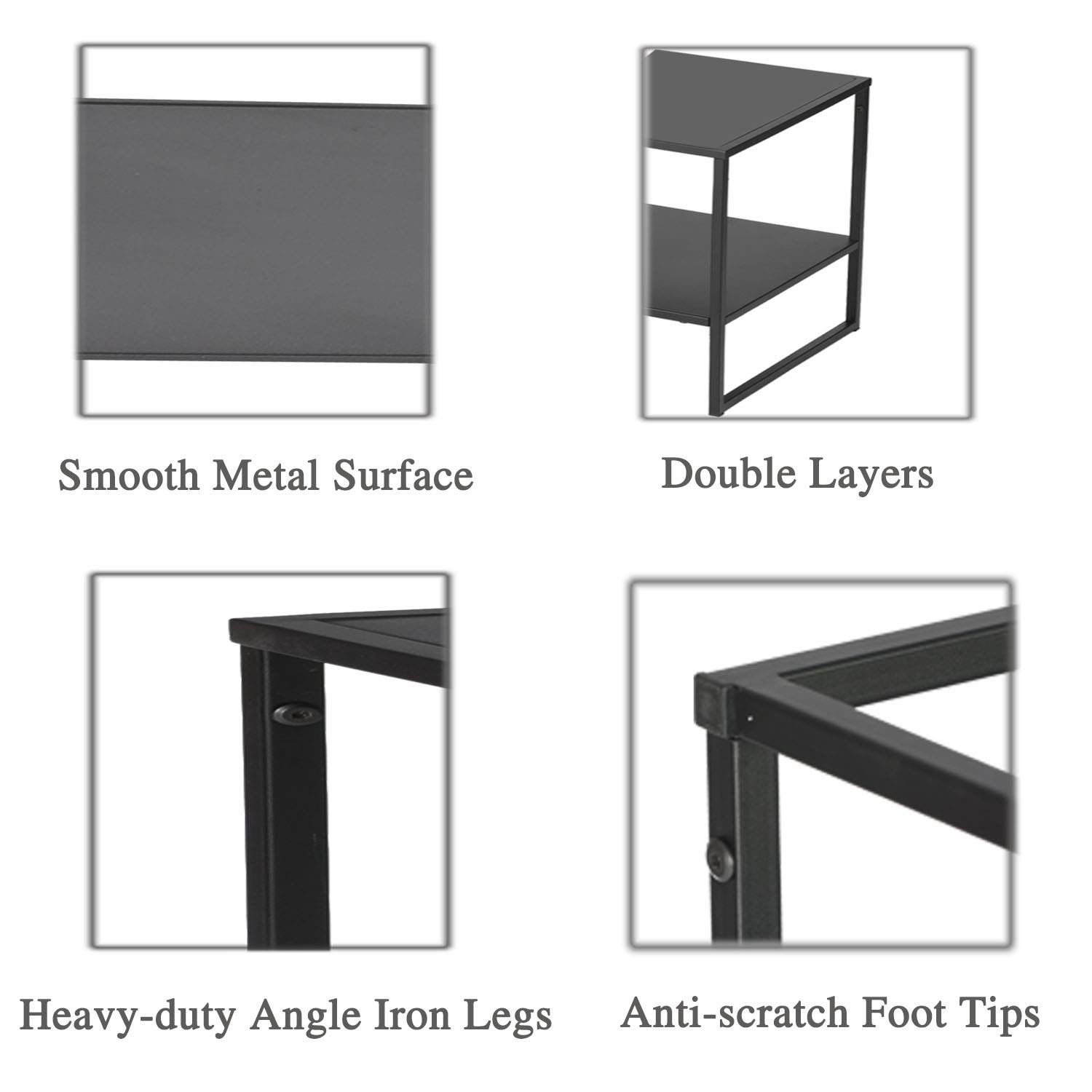 Industrial Coffee Table with Anti-Scratch Surface - 2-Tier Black Cocktail Table for Living Room, Modern Home Decor & Small Space Furniture - Perfect for Apartments, Dorms & Lounge Areas