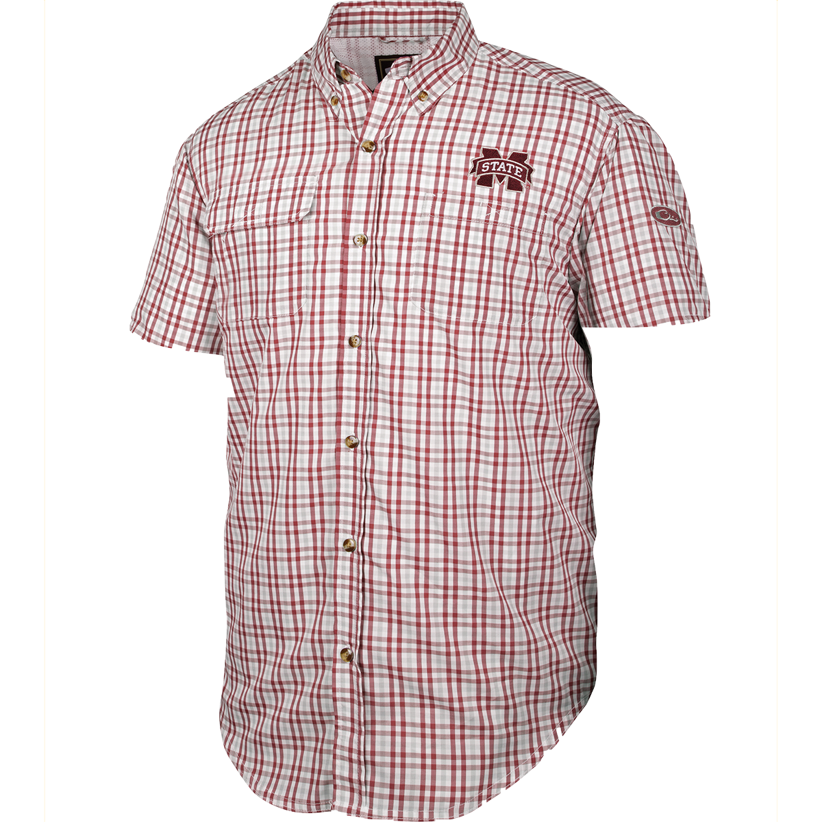 Mississippi State Bulldogs Gingham Plaid Short Sleeve Shirt for Men - Comfortable Cotton Button Down Casual Shirt for Game Day, Outdoor Activities & Everyday Wear
