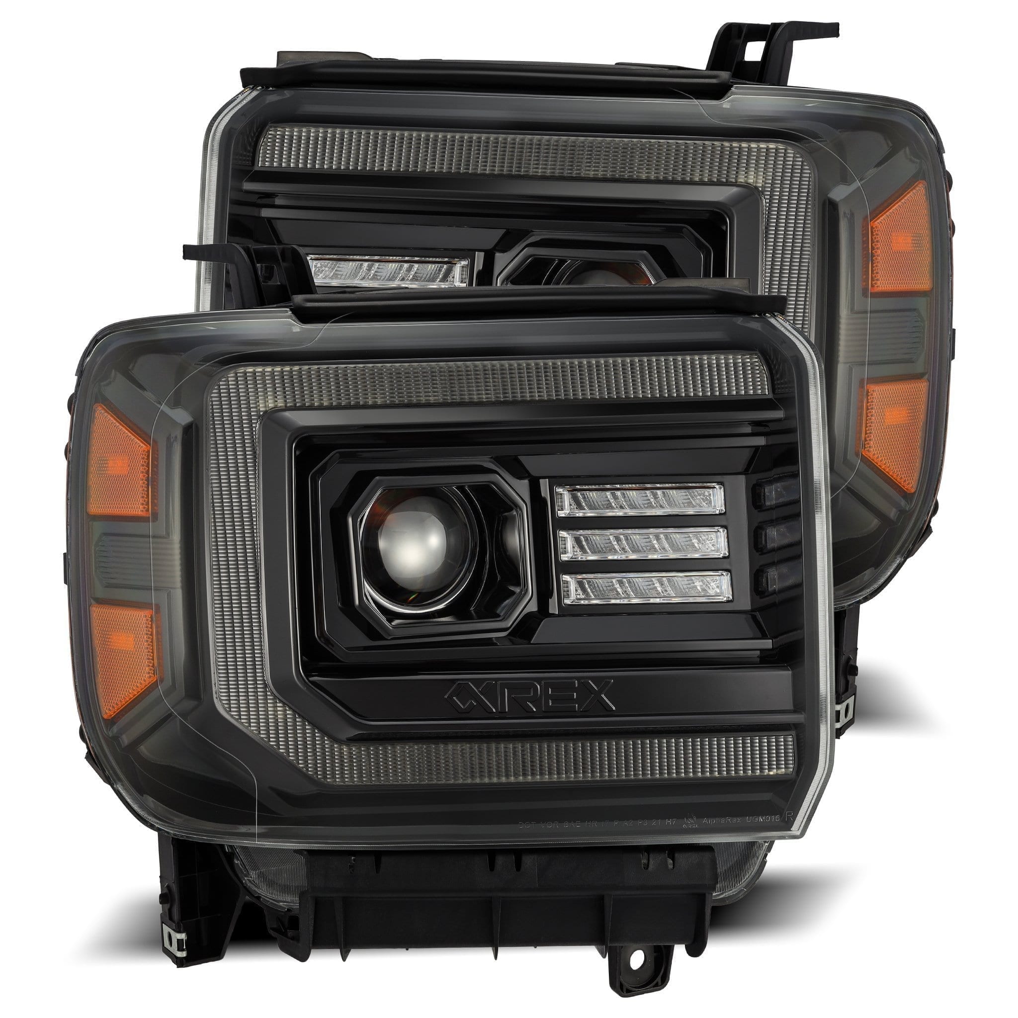 2014-2018 GMC Sierra LUXX Series LED Projector Headlights - Alpha Black by Alpha Rex (880614) - Upgrade for Night Driving & Off-Road Adventures