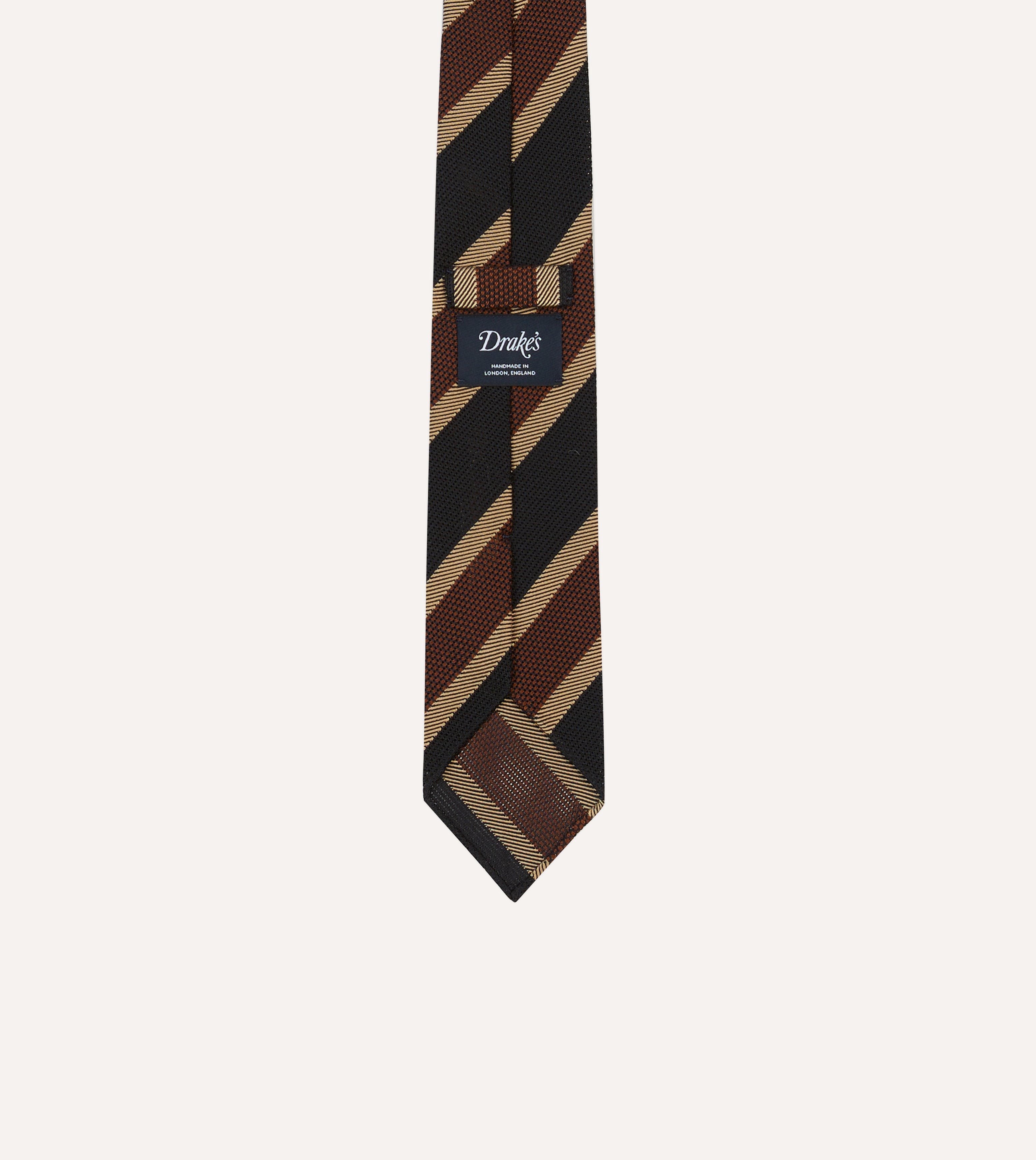 Premium Black & Brown Multi-Stripe Hand-Rolled Silk Grenadine Necktie for Men - Perfect for Weddings, Business Meetings & Formal Occasions