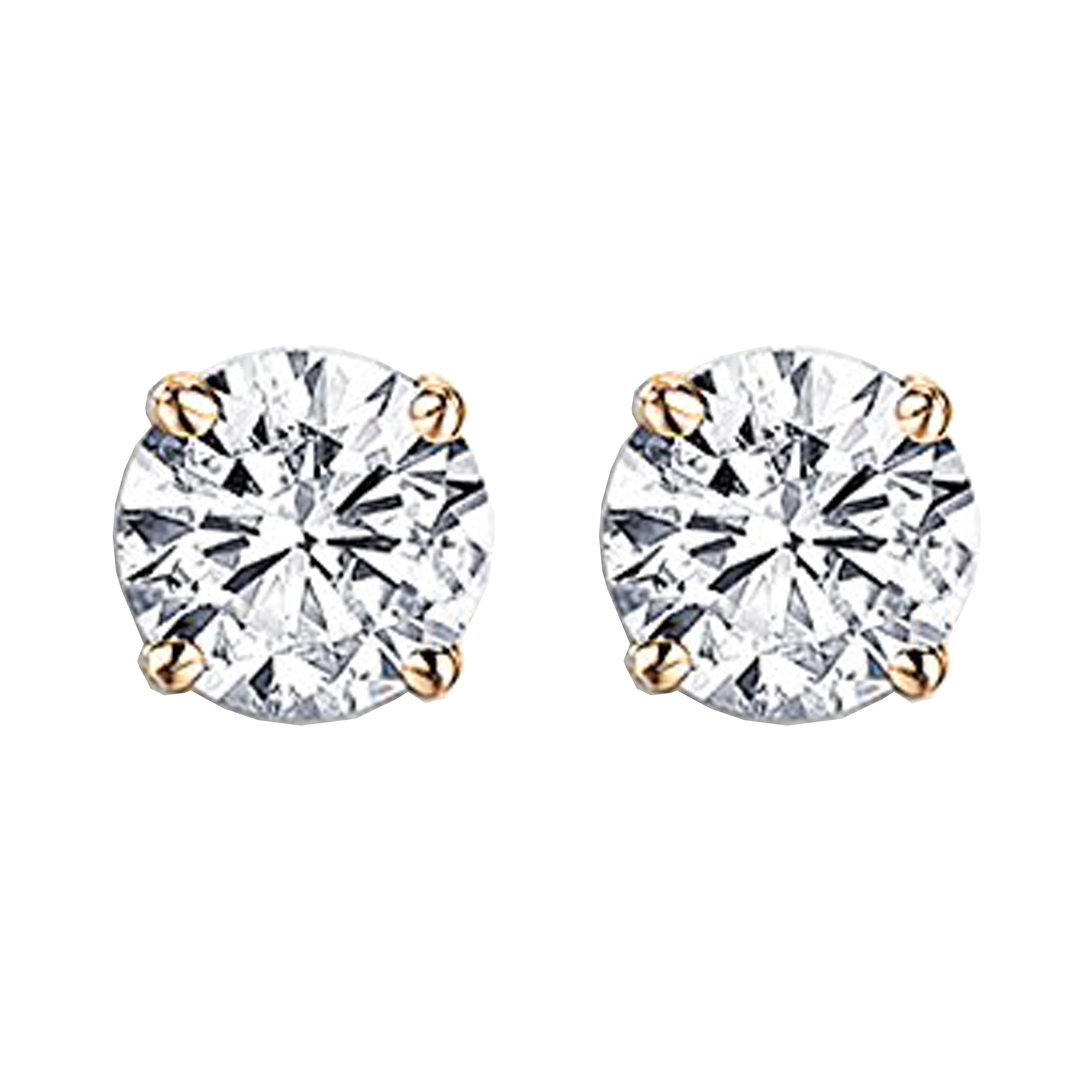 IGI Certified Round White Diamond Stud Earrings for Women - 14K Solid Gold Solitaire Earrings | Perfect for Weddings, Anniversaries & Special Occasions