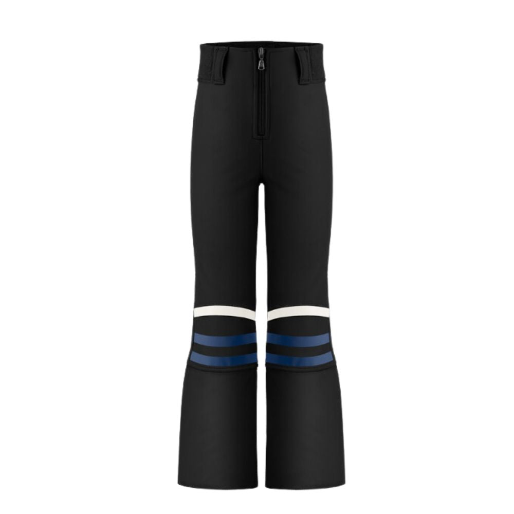 White Pepper Girls' Softshell Stretch Slim Ski Pants - Black Stripe Design for Winter Sports & Outdoor Activities