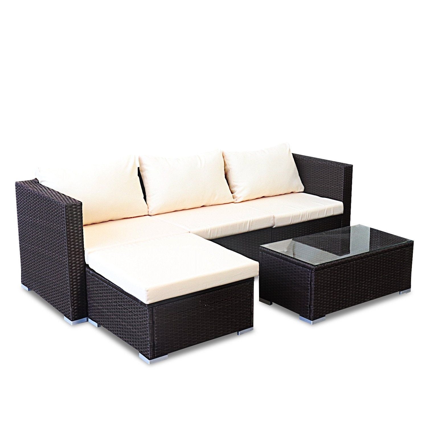 Stylish Sarantino 5-Piece Modular Outdoor Lounge Set - Durable PE Rattan Furniture in Elegant Brown | Perfect for Patio, Garden & Poolside Relaxation