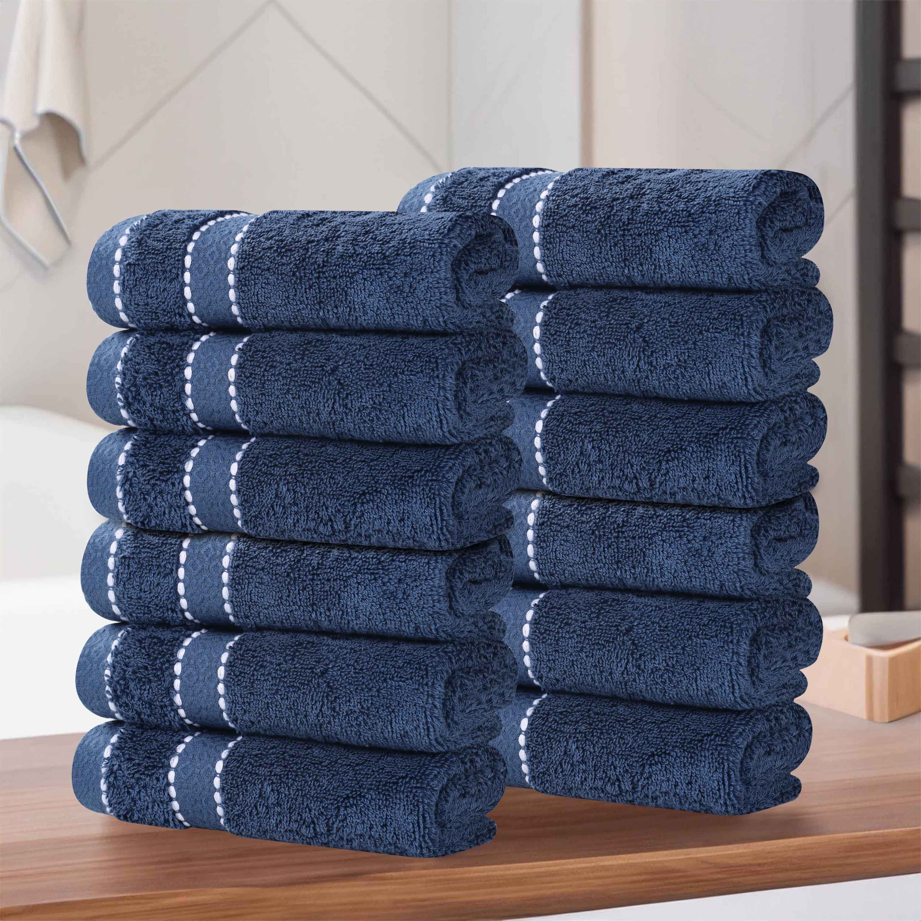 Premium Giza Cotton Dobby Face Towels - Set of 12 | Ultra Absorbent & Soft Egyptian Cotton | Perfect for Spa, Gym, Travel & Daily Skincare Routine