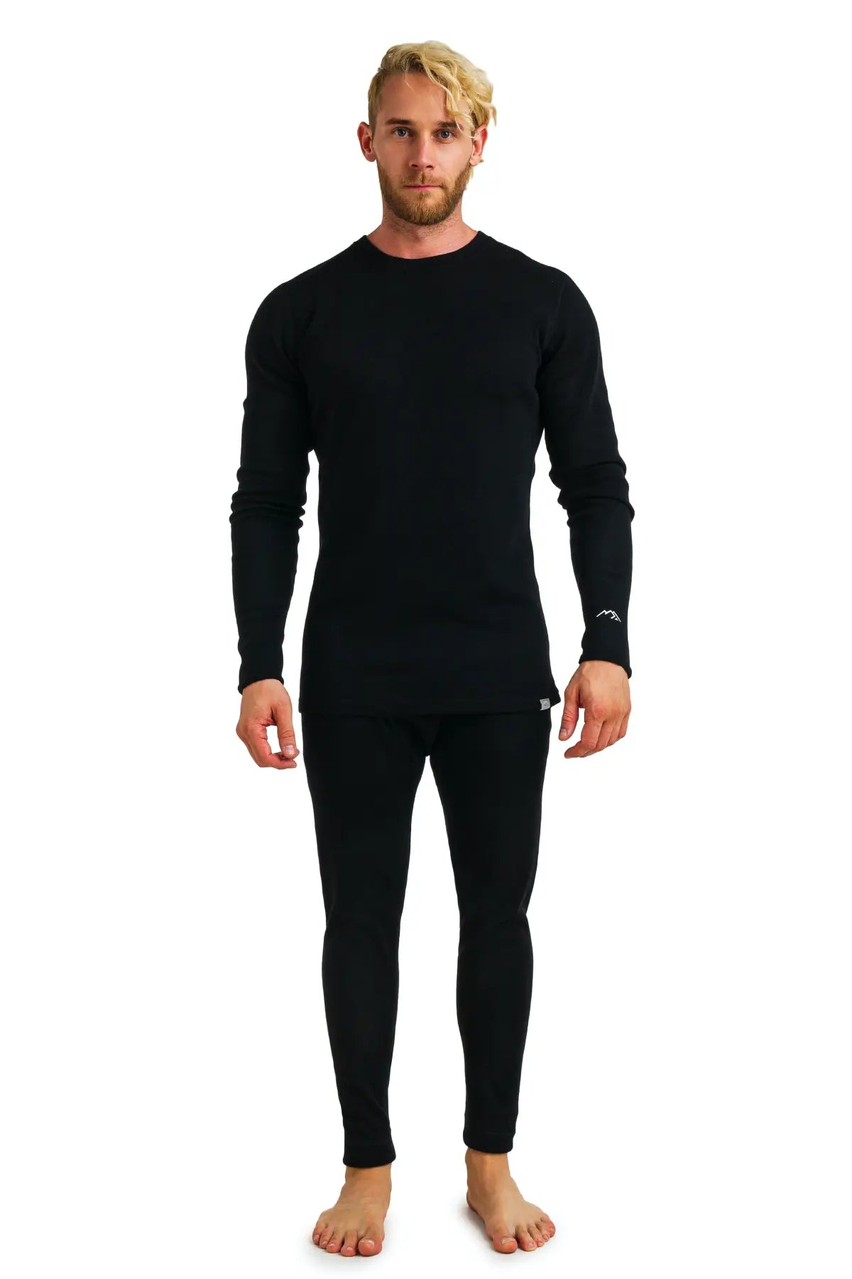 Men's Merino Wool Thermal Underwear Set 320 GSM - Black | Winter Base Layer for Skiing, Hiking & Cold Weather