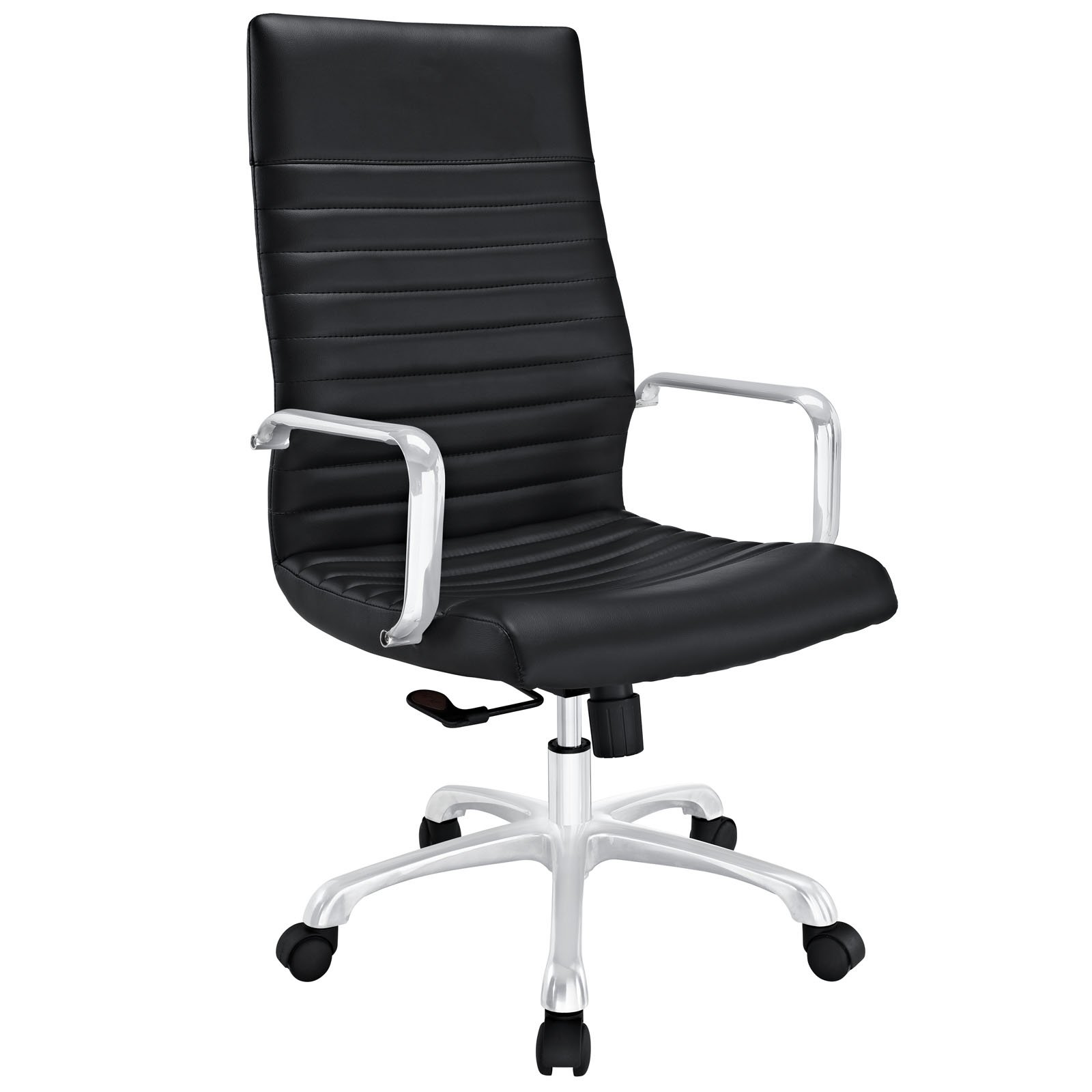 Modway Finesse Ergonomic Office Chair - High Back Ribbed Design with Lumbar Support, Black Mesh Computer Desk Chair for Home & Office Workspace