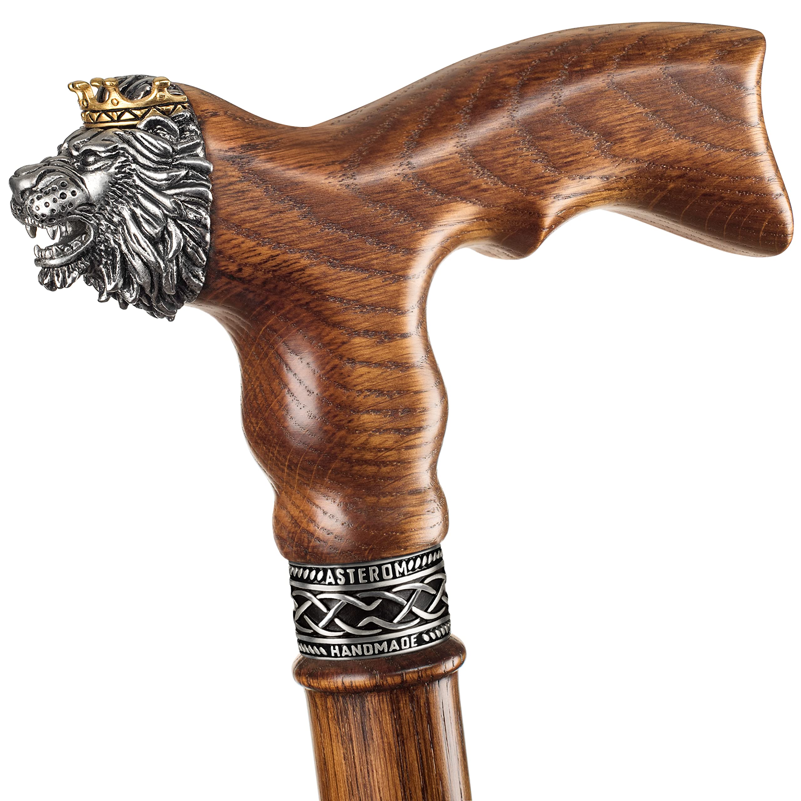 **Handmade Lion Head Walking Cane - Stylish Wooden Walking Stick for Men & Women, Seniors - Perfect for Hiking, Travel & Daily Support**