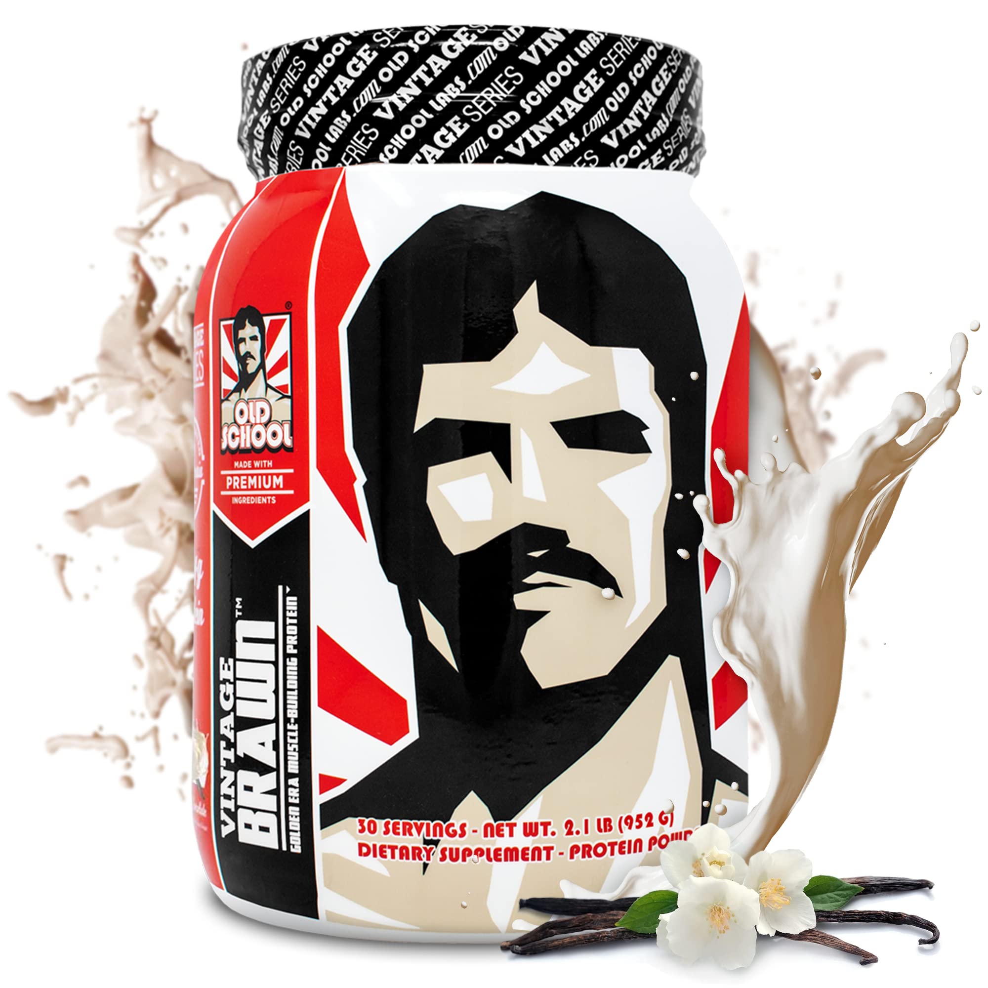 Vintage Brawn – Premium Muscle-Building Protein Powder Isolate for Men & Women – Post-Workout Recovery & Anytime Protein Shake – Egg, Milk & Beef Protein Sources – Vanilla Milkshake Flavor - 2.1 Lbs – Ideal for Gym, Home Workouts & Active Lifestyle