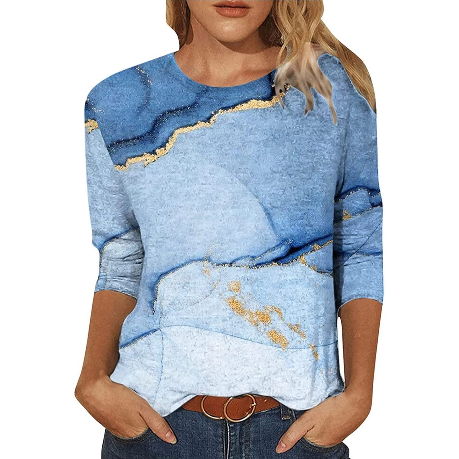 Women's Casual Tie-Dye Printed Crew Neck T-Shirt - Soft Summer Fit Top for Everyday Wear, Outings & Beach Trips