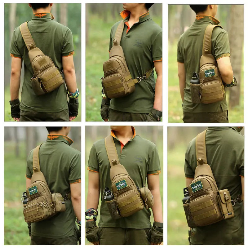 Portable Hiking & Travel Sling Shoulder Bag - MOLLE Chest Pack for Men - Outdoor Sports Bottle Pouch - Camping Hunting Fishing Backpack - Perfect for Hiking, Travel & Outdoor Adventures