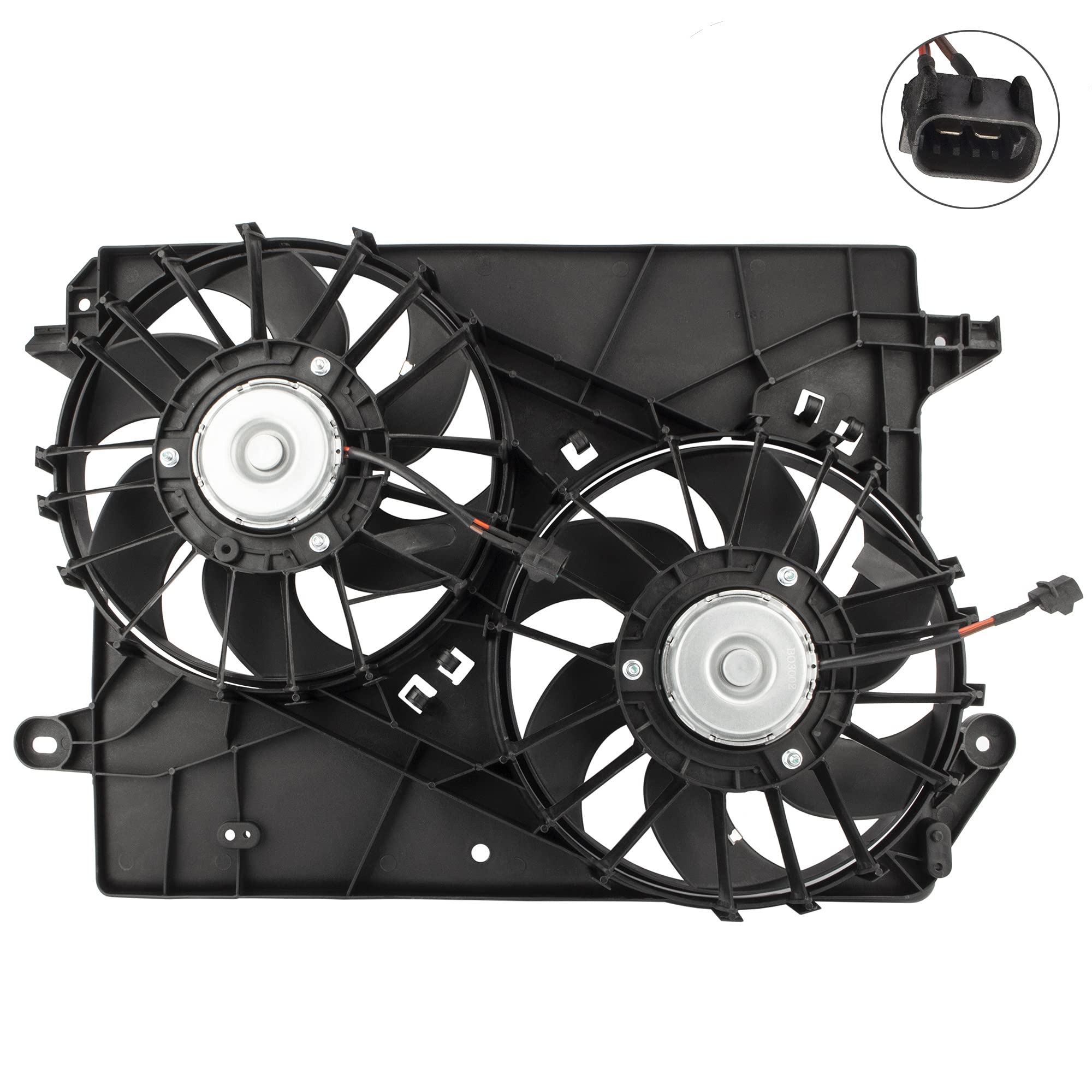 BOXI 620-039 5137714AA Dual Engine Cooling Fan Assembly Compatible with Dodge Challenger 2008-2010, Chrysler 300 2005-2010, Dodge Charger 2006-2010, Magnum 2005-2008 - Perfect for Engine Overheating Prevention & Summer Driving