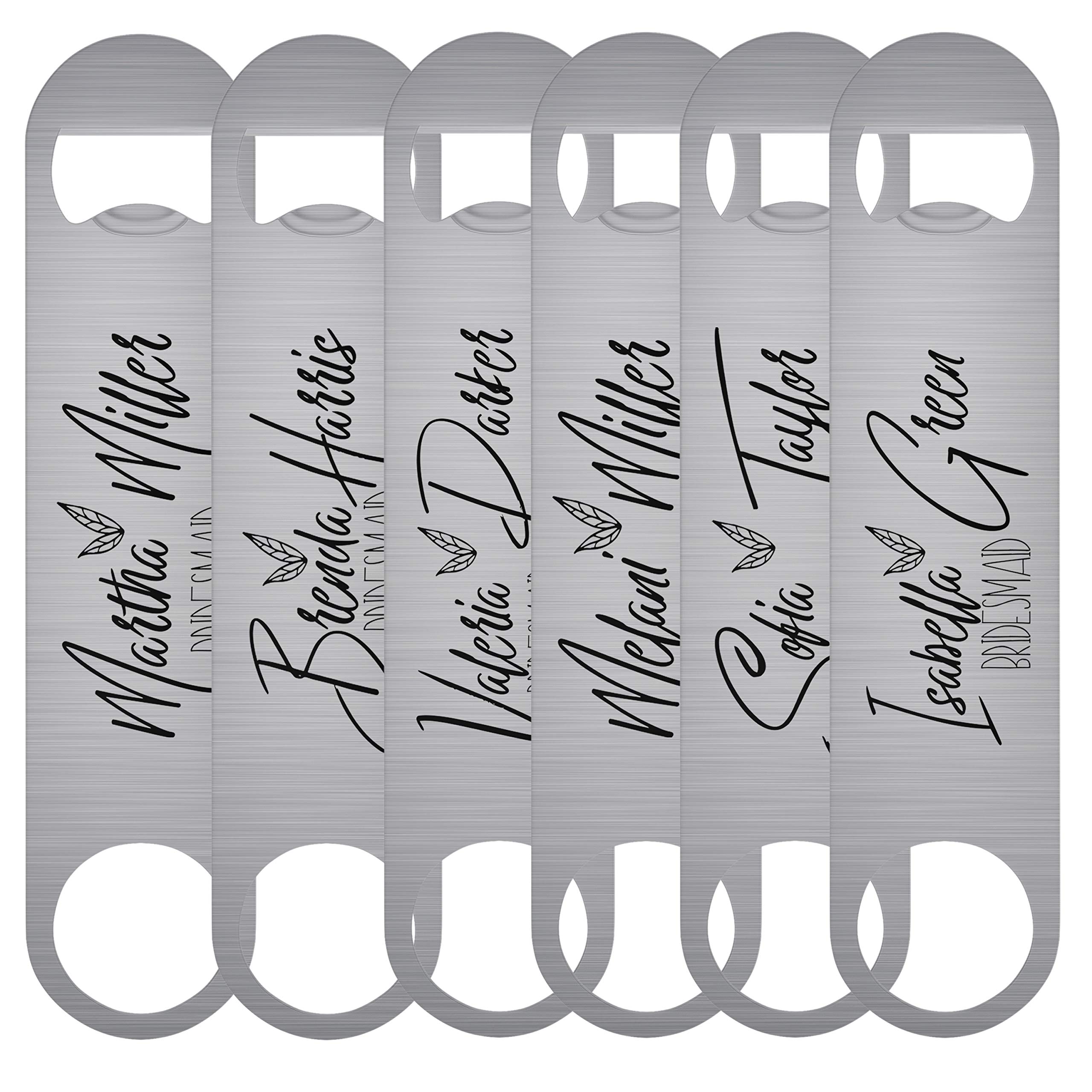 Set of 6 Personalized Stainless Steel Bottle Openers - Unique Groomsmen & Bridesmaid Gifts for Weddings - Best Man, Bachelor Party & Bridal Shower Favors - Perfect for Wedding Celebrations, Anniversary Gifts & Party Accessories
