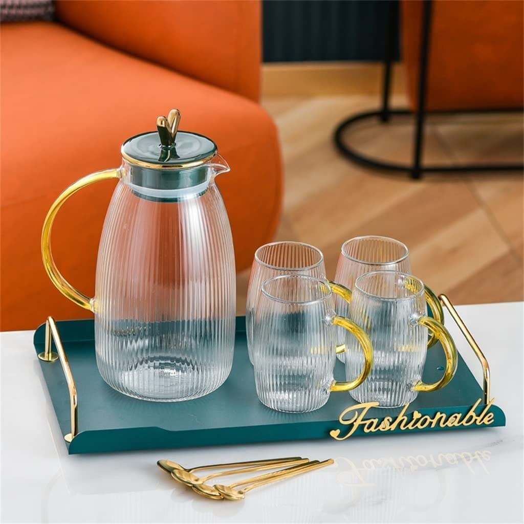 Premium Glass Tea Kettle & Cup Set - 4 Cup High Temperature Resistant for Office, Home & Travel - Ideal for Hot Tea, Cold Brew & Daily Hydration (Color A)