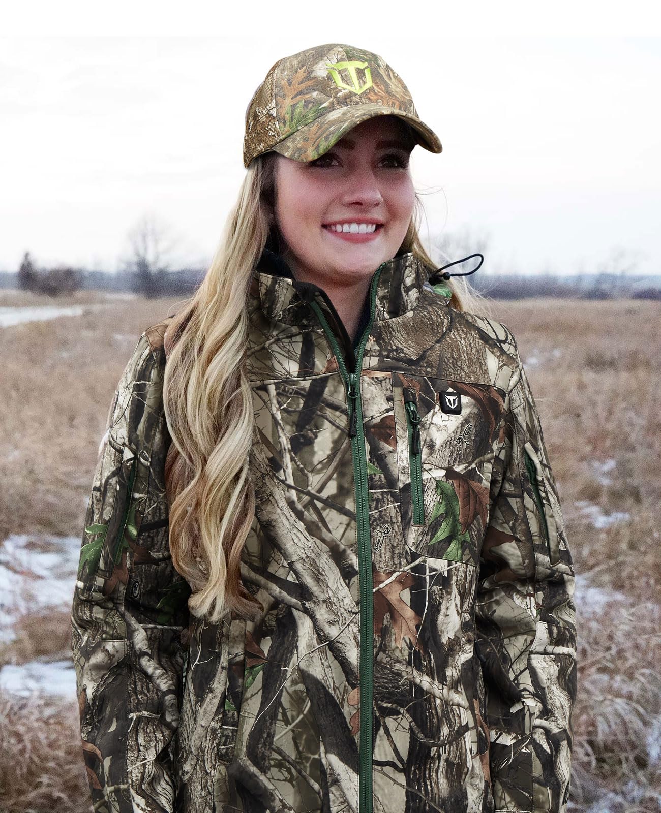 TIDEWE Women's Heated Jacket with Rechargeable Battery Pack - Winter Warm Coat for Outdoor Activities (Black, Pink, Camouflage, Sizes S-XXL) | Perfect for Hiking, Skiing & Cold Weather Commutes