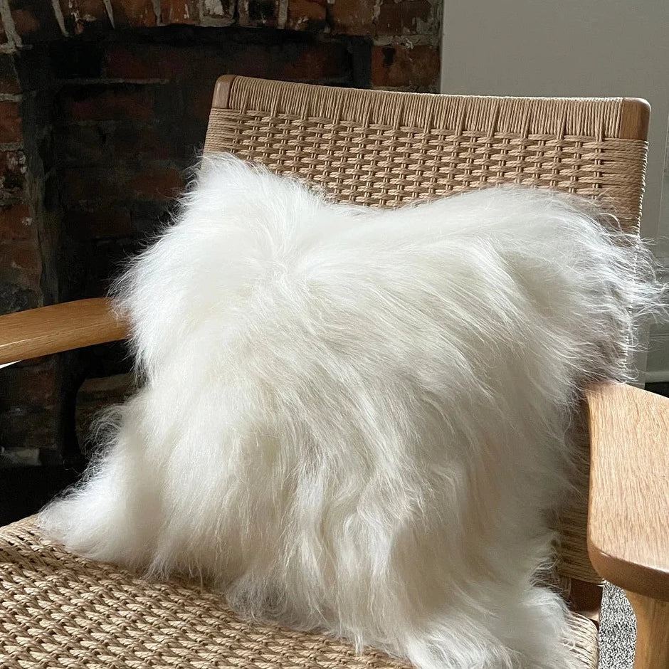Luxury Long Hair Sheepskin Pillow - Soft & Hypoallergenic for Ultimate Comfort - Perfect for Bed, Sofa, Nursery, and Home Decor