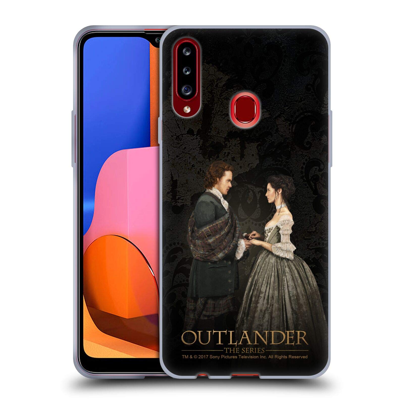Outlander Claire & Jamie Painting Portrait Soft Gel Case for Samsung Galaxy A20s (2019) - Officially Licensed by Head Case Designs, Perfect for Fans and Daily Protection