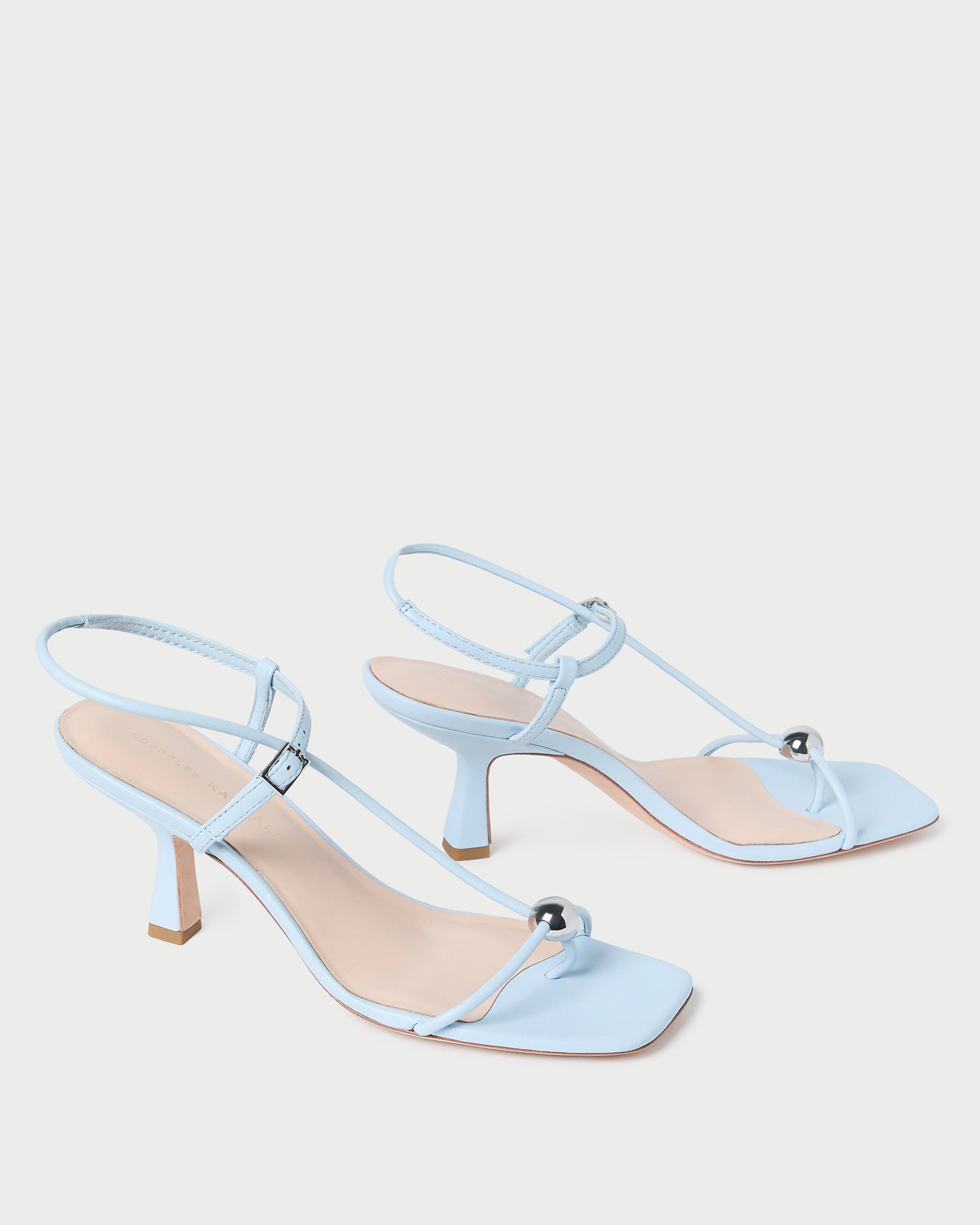 Triana Blue Leather Mid Heel Sandals for Women - Comfortable Ankle Strap Dress Shoes for Weddings, Parties & Office Wear