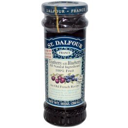 St. Dalfour Premium Cranberry & Blueberry Fruit Spread - 10 oz (284g) - All Natural, No Added Sugar - Perfect for Toast, Yogurt & Dessert Toppings