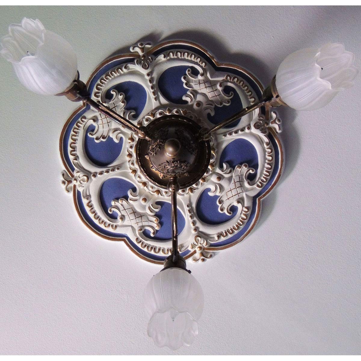 Ekena Millwork CM17ROPCC 18 Inch Rotherham Ceiling Medallion - Hand-Painted Pot of Cream Crackle Finish, 18