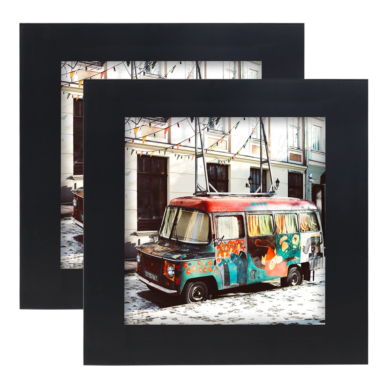 5x5 Black Solid Wood Picture Frames - 2 Pack for Wall Mount & Tabletop Display - Perfect for Home Decor, Office, Gallery & Gift Giving