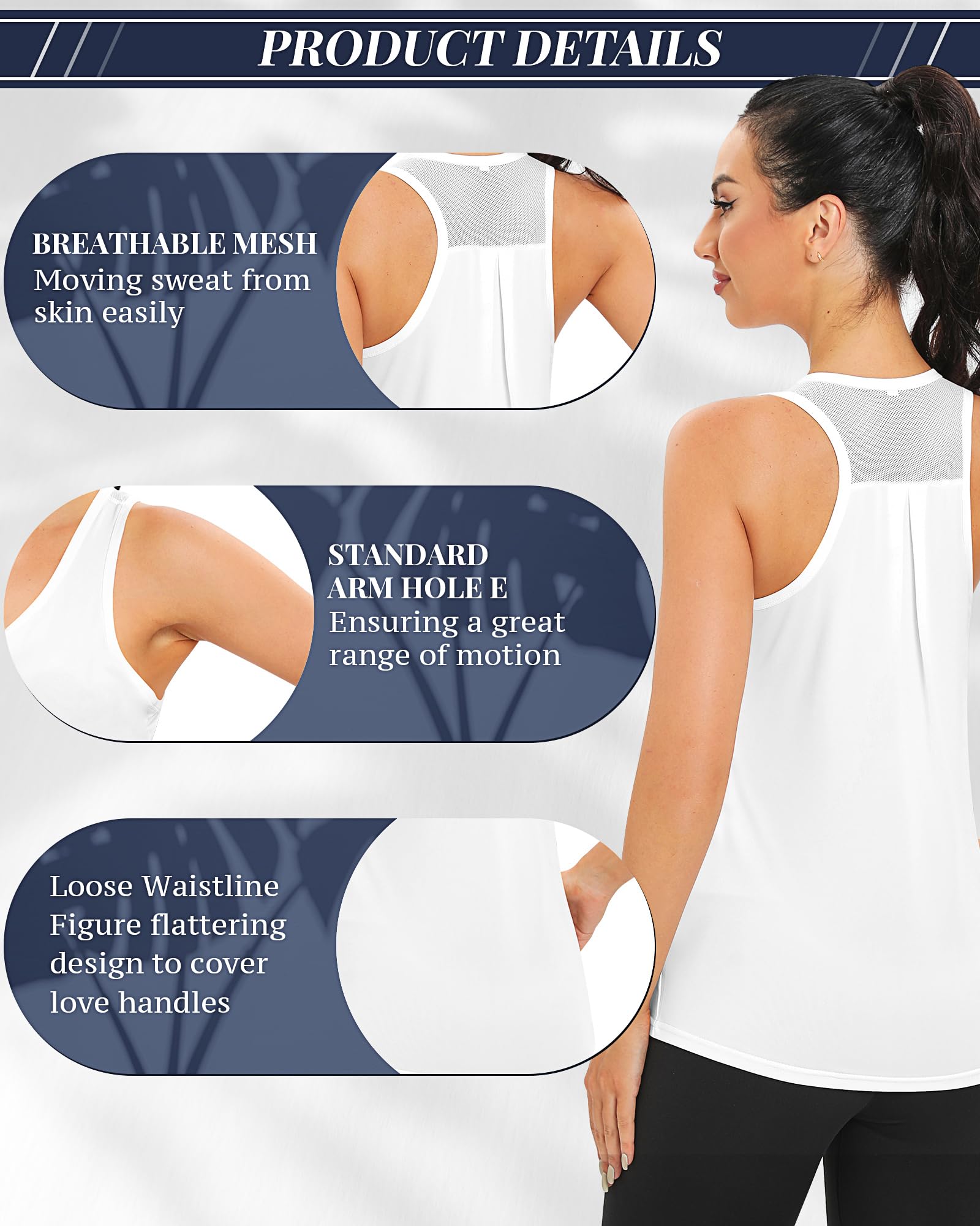 2 Pack Women's Workout Tank Tops - Racerback Yoga Shirts, Loose Mesh Running Tops for Gym & Fitness | Breathable Athletic Wear for Yoga, Running, Cardio & Training