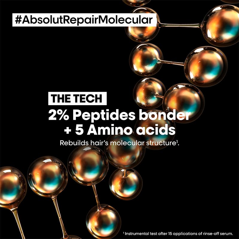 L'Oréal Professionnel Absolut Repair Molecular Leave-In Hair Mask for Damaged Hair - Deep Conditioning Treatment for Dry, Frizzy & Color-Treated Hair - At-Home Salon Quality Hair Care for Women & Men