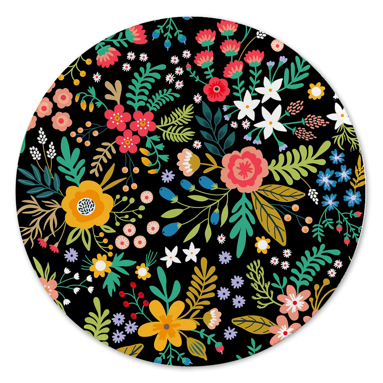 Premium Round Gaming Mouse Pad - Non-Slip Rubber Base with Stitched Edge (7.9 x 7.9 Inch) for PC, Laptop & Office Use - Spring Floral Design for Enhanced Gaming & Work Comfort