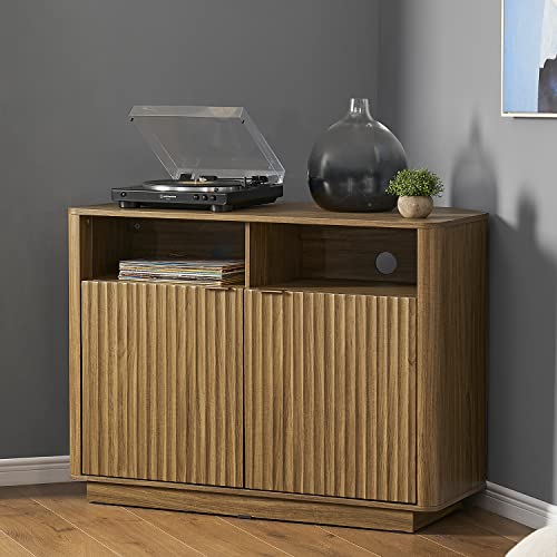 Walnut Corner Fluted Cabinet