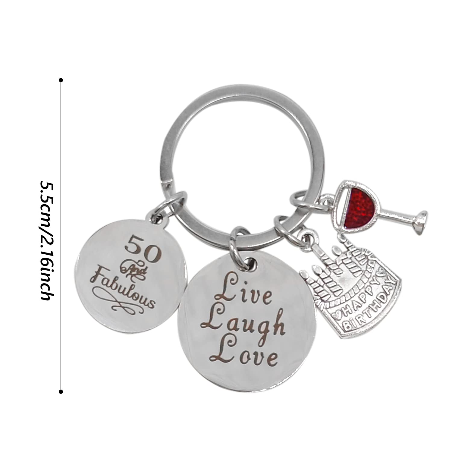 50th Birthday Gifts for Women - Personalized Wooden Plaque & Keychain Set with 