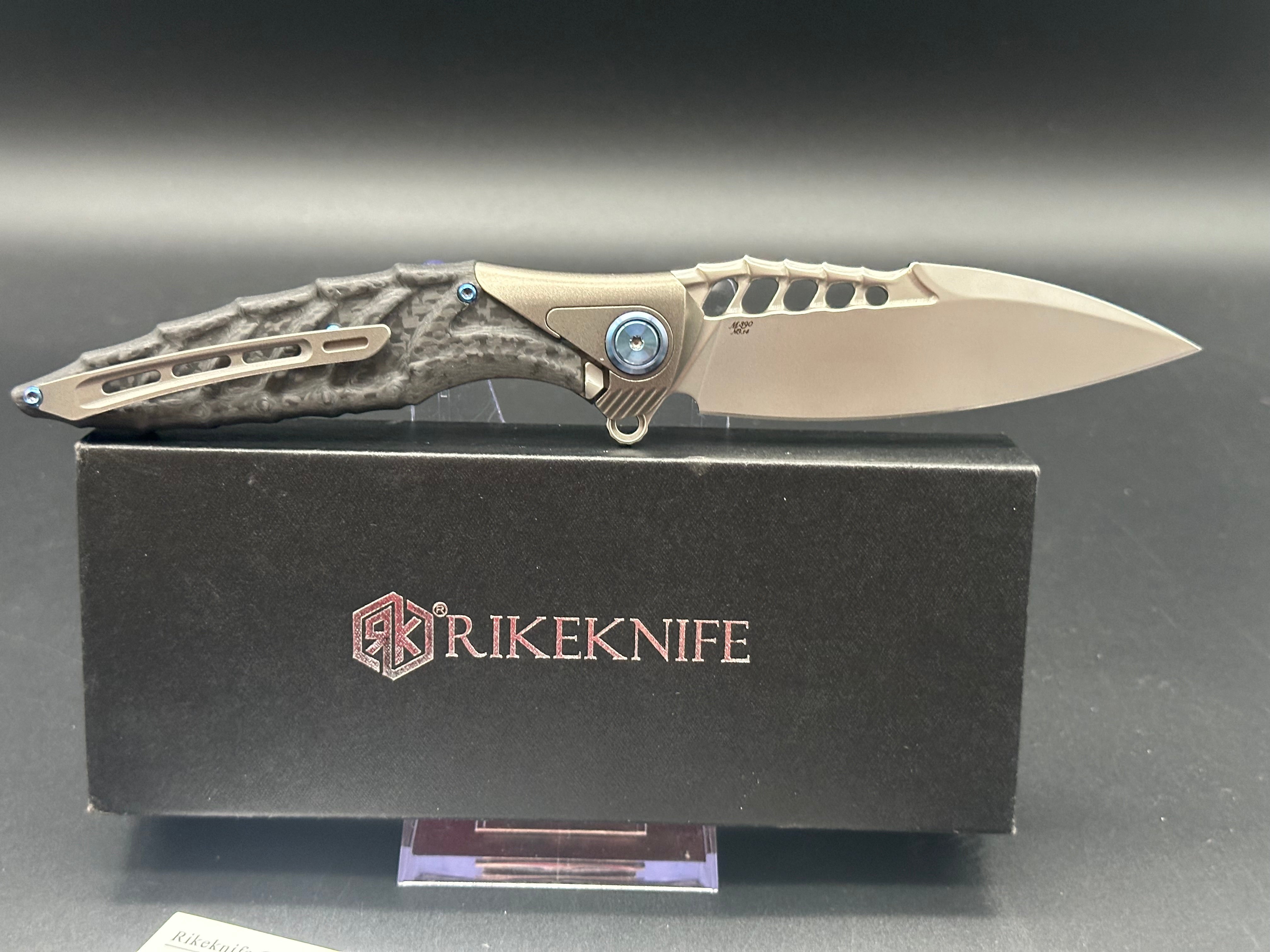 Rike Thor 7 B/CF Folding Knife - Premium M390 Steel Blade & Carbon Fiber Handle - EDC, Outdoor Survival, Camping, Hunting Gear