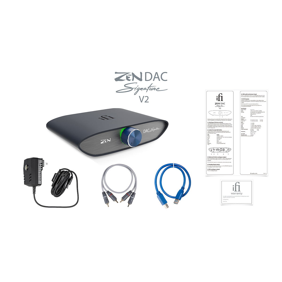 iFi ZEN DAC Signature V2 Hi-Resolution USB DAC & Headphone Amplifier - Perfect for Audiophiles, Home Studio & Gaming Setup