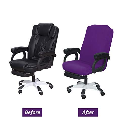 SARAFLORA Purple Office Chair Cover Medium - Removable Washable Zippered Computer Chair Protector for Pets, Universal Fit for Rotating Desk Chairs - Perfect for Home Office, Gaming & Workspaces