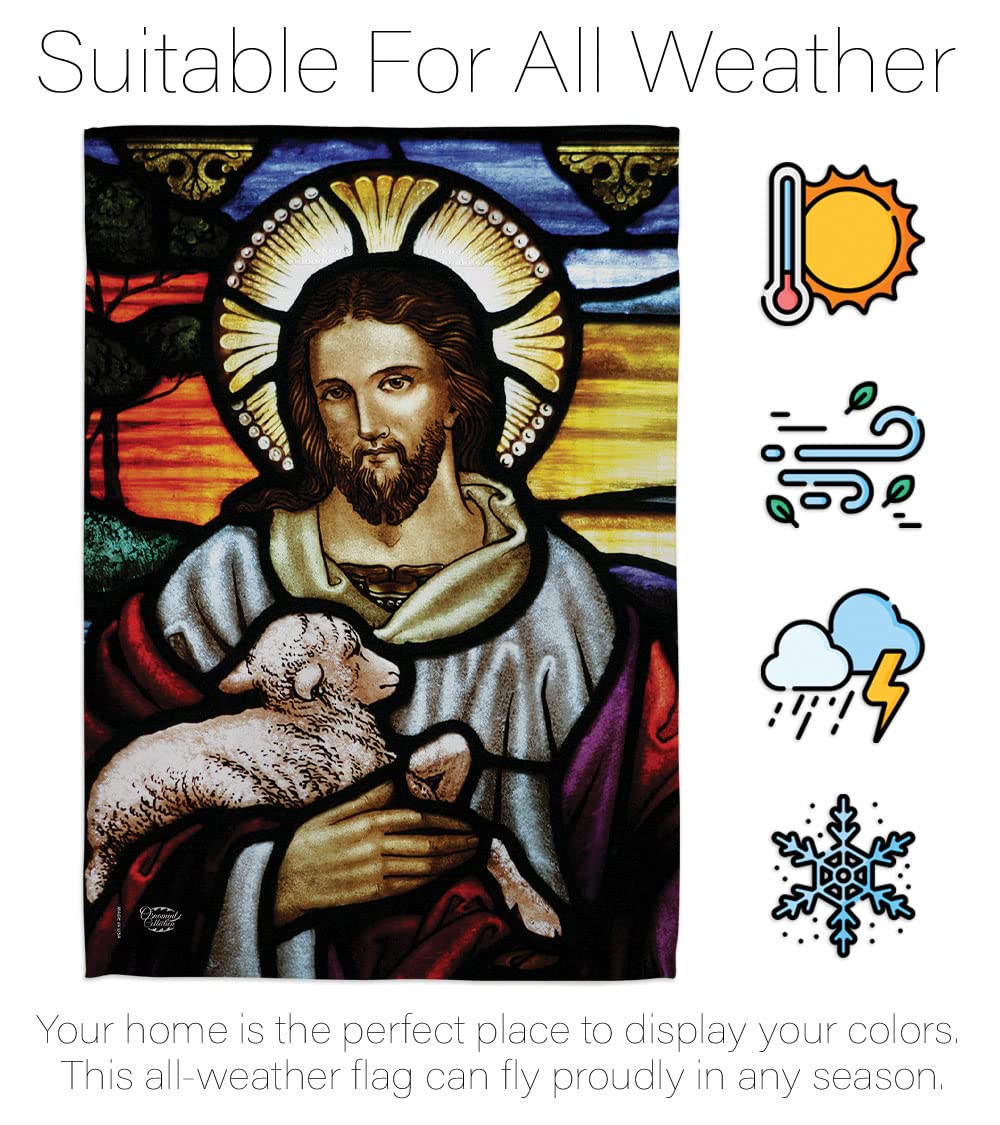 Jesus Good Shepherd Garden Flag - Religious Christian Easter Decor for Yard & Home