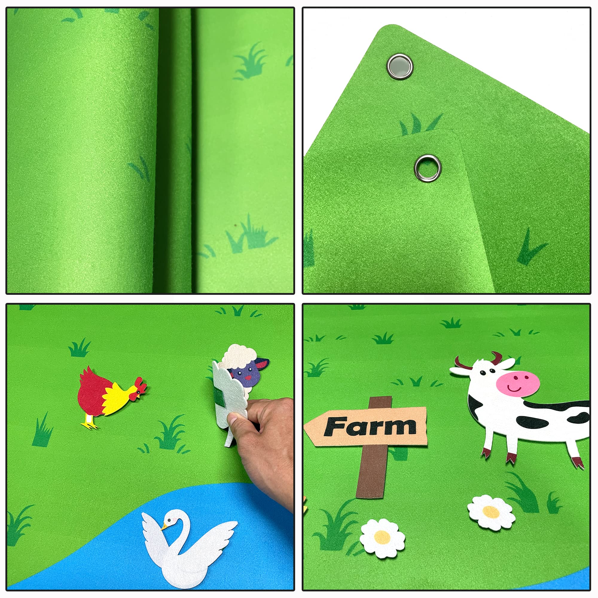 Farm Animals Felt Board Play Set - 61 Pcs Farmhouse Themed Wall Hanging Kit for Kids | Toddler Birthday Gift & Storytelling Activity