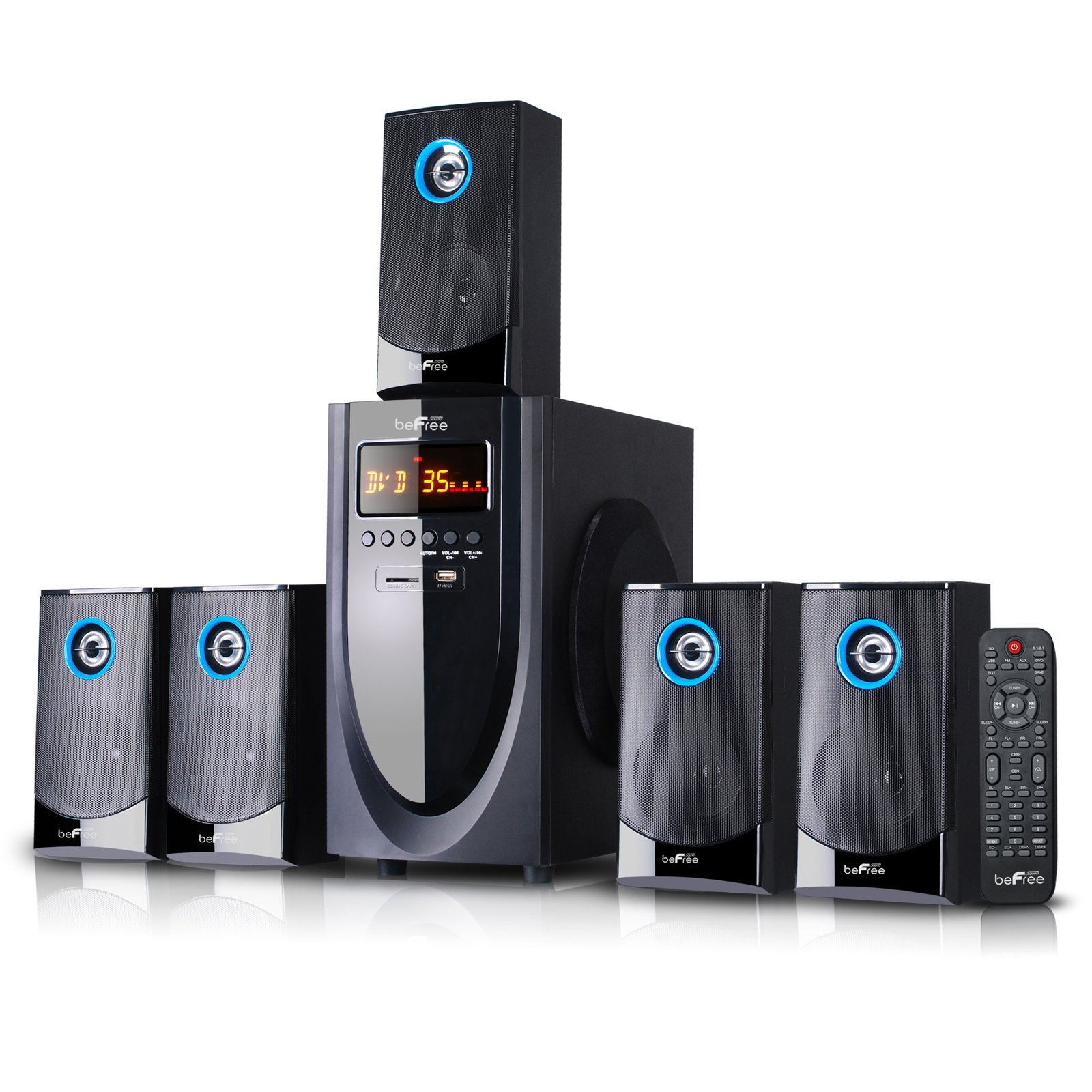 beFree Sound BFS-520 5.1 Channel Surround Sound Home Theater System - High-Quality Audio for Movies, Music & Gaming - Perfect for Living Room & Home Theater Setup (Black)