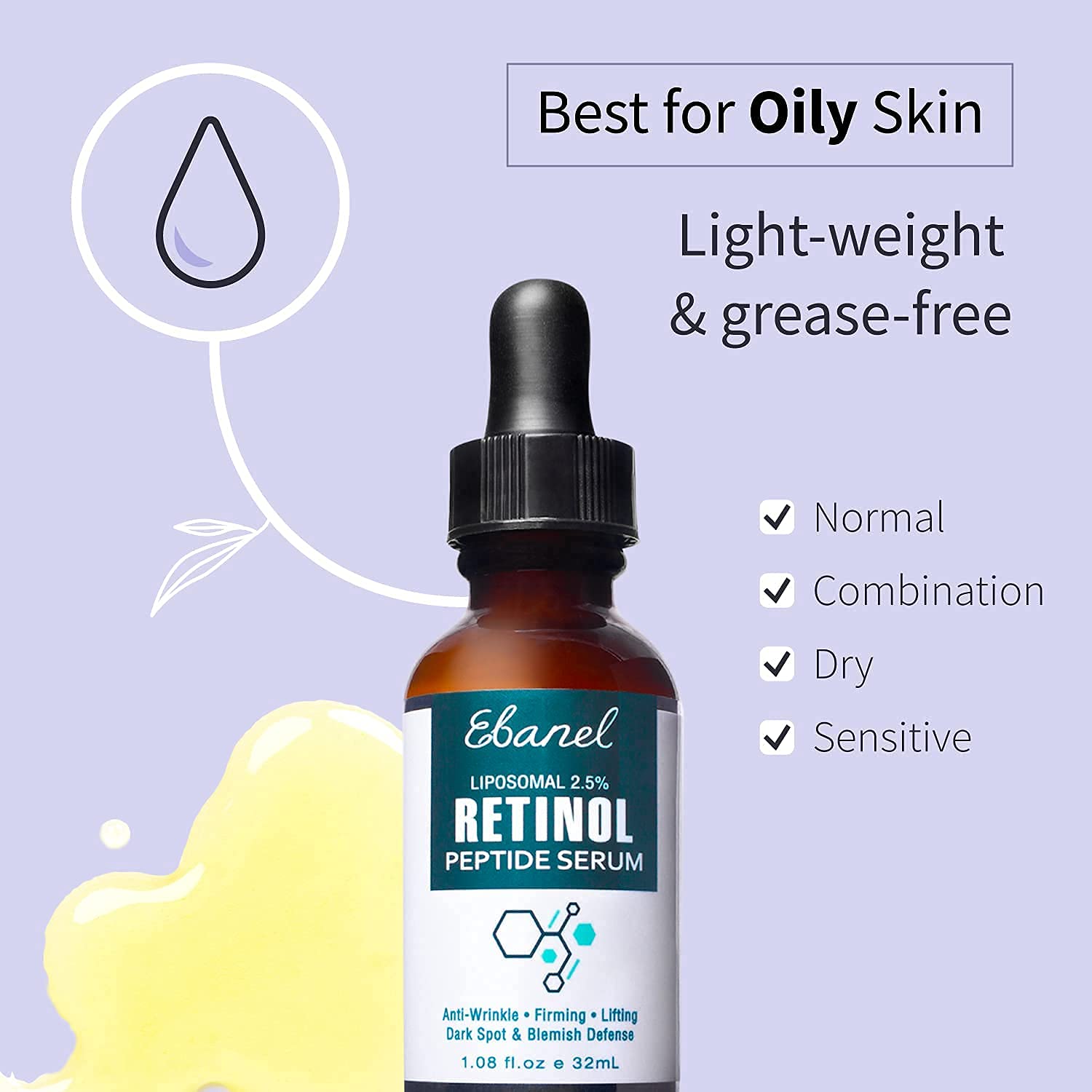 Ebanel 20% Vitamin C Serum + 2.5% Retinol Serum + Hyaluronic Acid Serum Bundle - Anti-Aging Skincare Set for Brightening, Wrinkles & Hydration - Perfect for Daily Facial Routine & Night Care