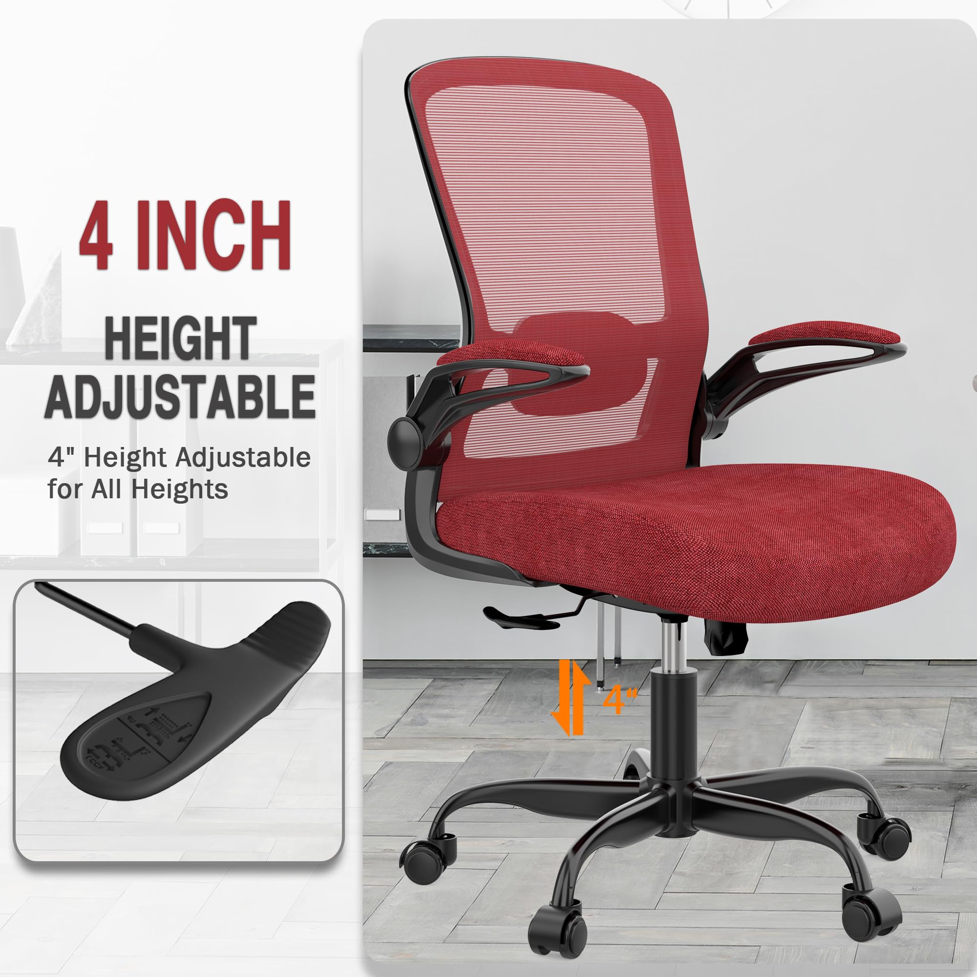 Ergonomic Office Chair with Adjustable Lumbar Support & High Back Mesh - BIFMA Certified Executive Desk Chair with Flip-Up Armrests for Home Office & Workspace - Perfect for Long Hours of Comfortable Computer Work