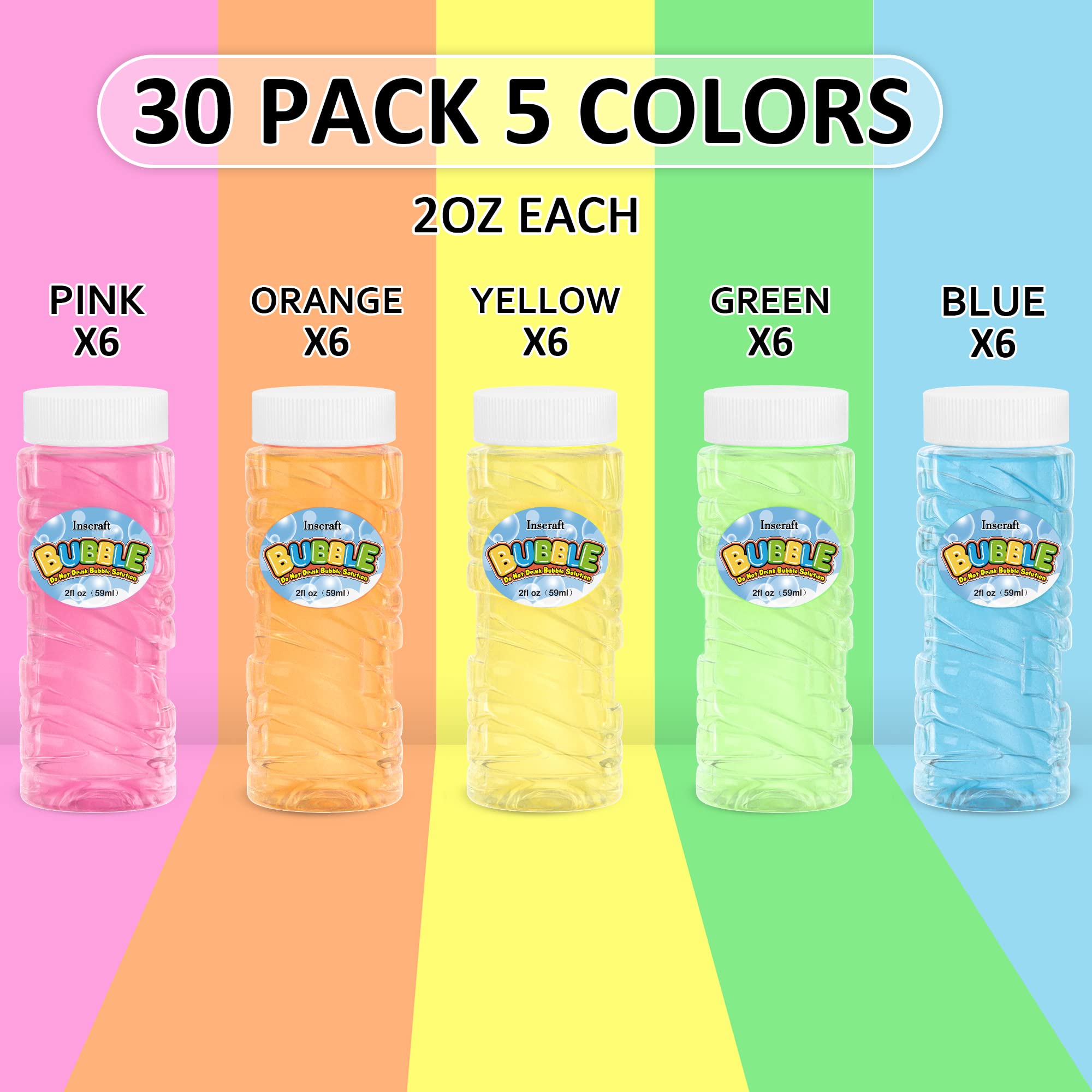 30-Pack Kids Bubble Bottles with Wands - 2oz Bubble Solution Each - Outdoor & Indoor Summer Toys, Party Favors for Weddings & Birthdays - Bubble Machine Refill - Perfect for Backyard Play, Park Outings & Birthday Celebrations