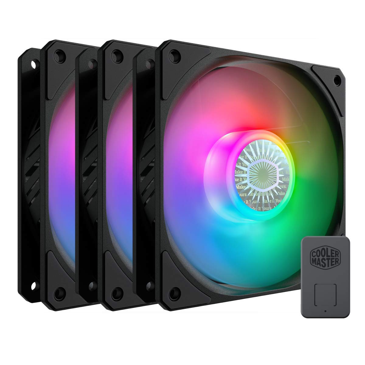 Cooler Master SickleFlow 120 V2 ARGB 3-in-1 Square Frame Fan - 120mm PWM PC Case & Liquid Radiator Cooling Fan with Customizable 3-Pin ARGB LEDs, Air Balance Curve Blades & Sealed Bearing | Perfect for Gaming PC Builds, High-Airflow Cases & Water Cooling Systems