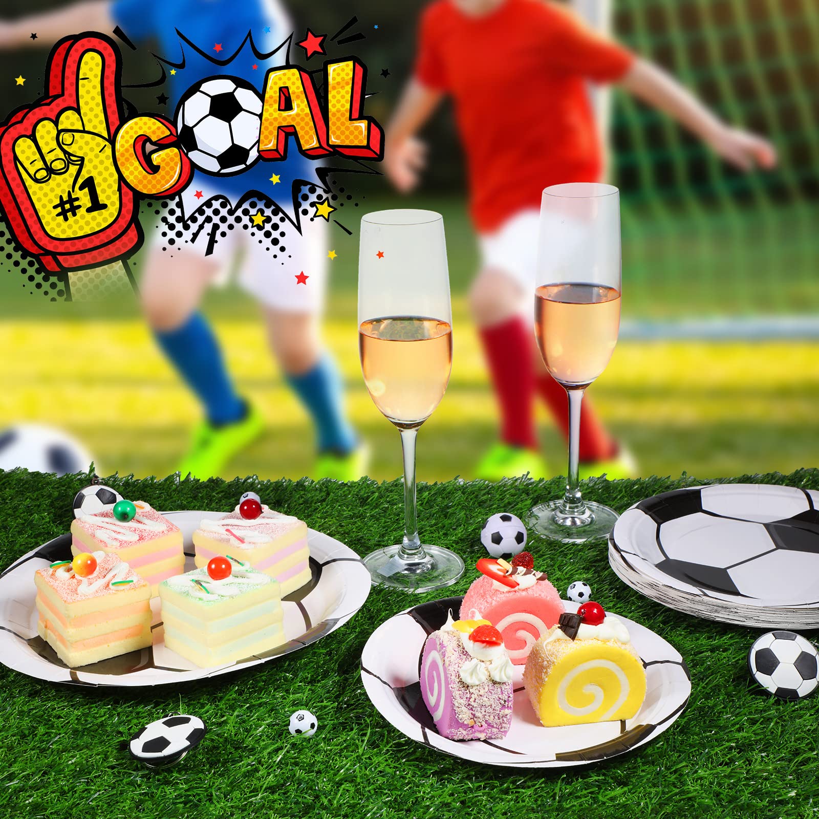 24-Piece Soccer Party Supplies Set - Disposable Tableware, Plates, Napkins & Forks - Perfect for Soccer Birthday Decorations & Themed Party Favors | Ideal for Kids' Birthday Parties, Sports Celebrations & Team Events