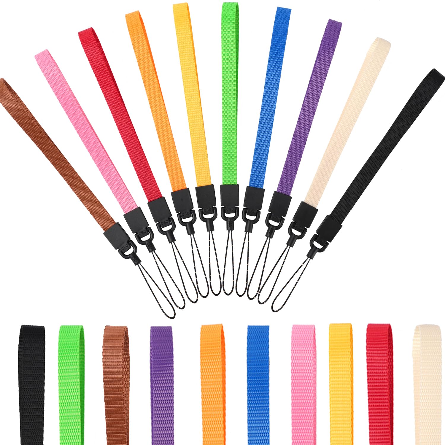 YOUOWO 10-Pack Colorful Wrist Lanyards for Keys, Phone & ID - Office, Travel, Events