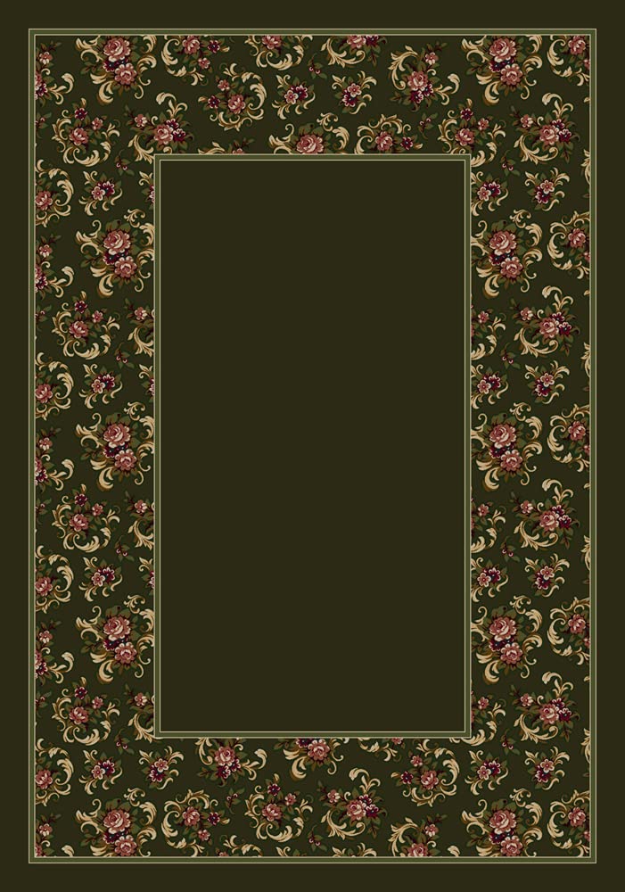 Elegant Cameo Rose Olive Rug - Runner Size 2'4