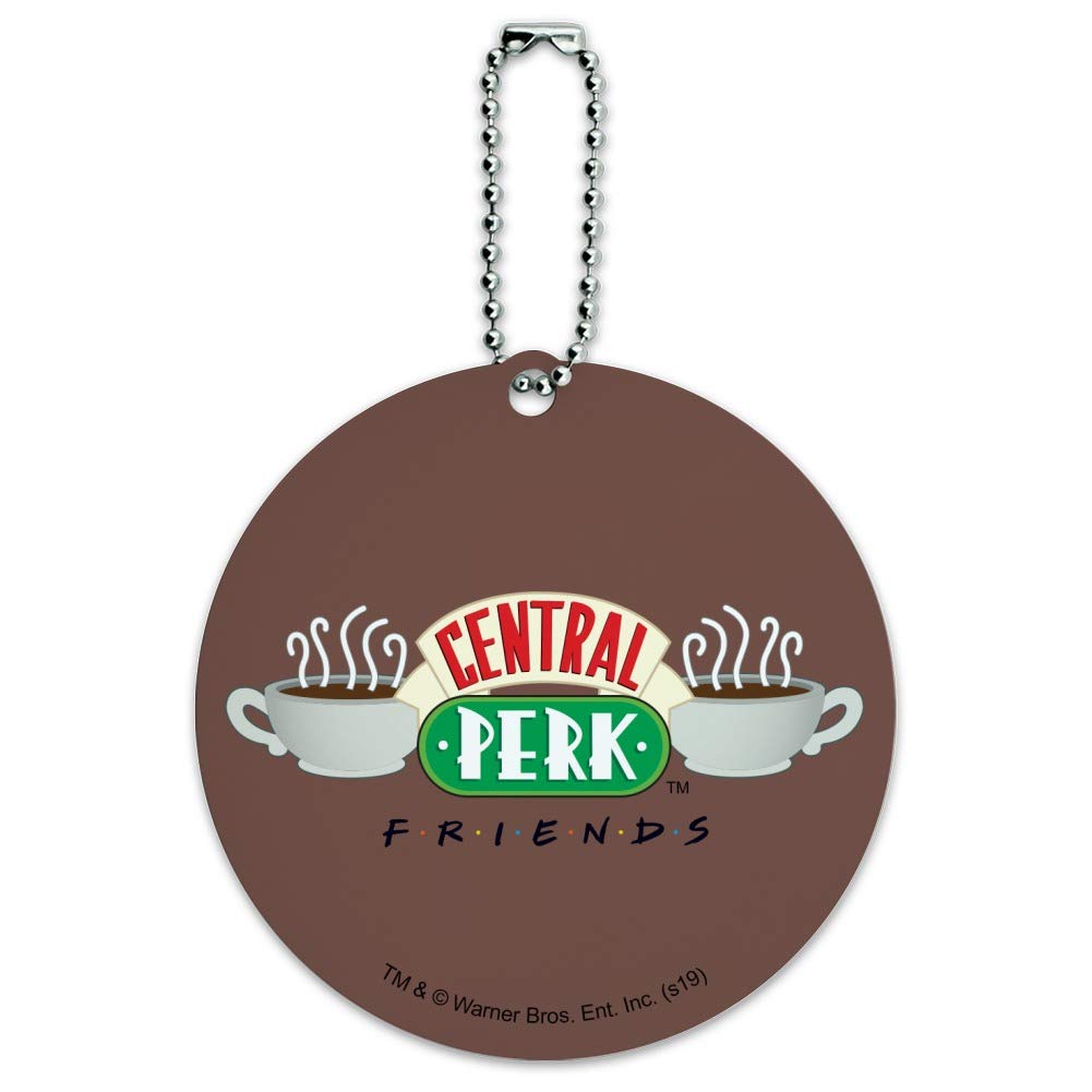 Friends TV Show Central Perk Logo Round Luggage ID Tag - Durable Suitcase & Carry-On Baggage Identifier - Perfect for Travel, Vacation & Gift for Friends Fans