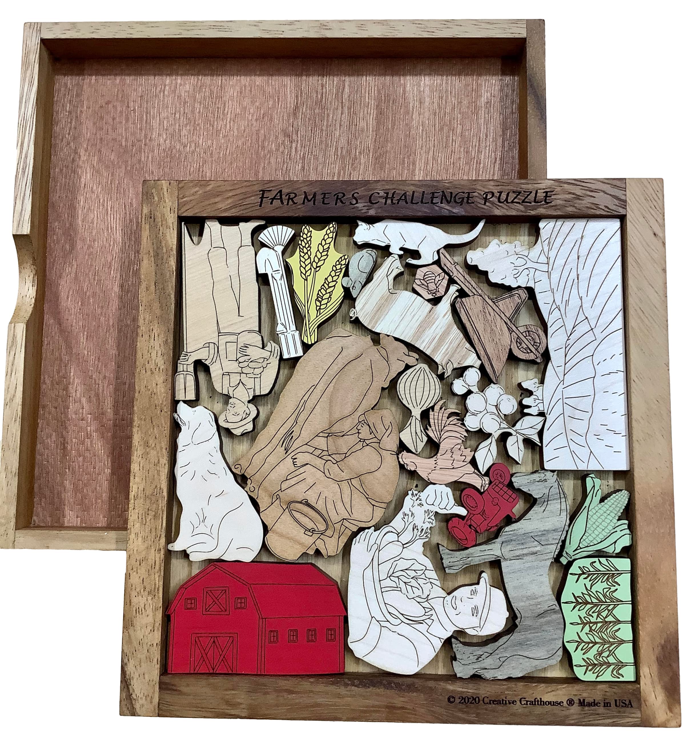 Farmers Challenge Puzzle - Fun & Educational Wooden Brain Teaser for Kids & Adults - Perfect for Family Game Nights, Classroom Activities & Stress Relief