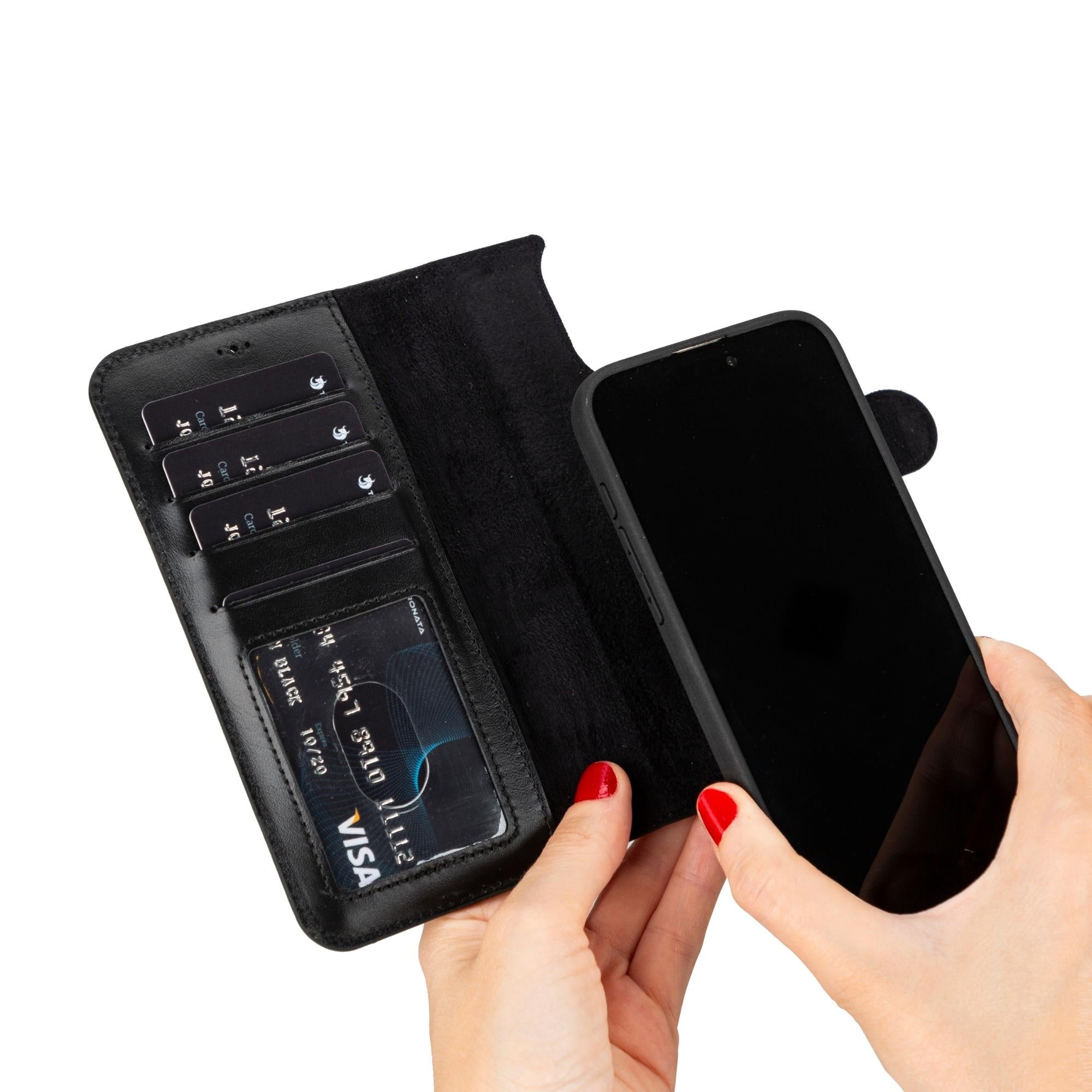 Premium Casper Leather Wallet Case for iPhone 15/15 Pro/15 Pro Max - Slim RFID Blocking Protective Cover with Card Slots | Perfect for Business Travel & Everyday Use