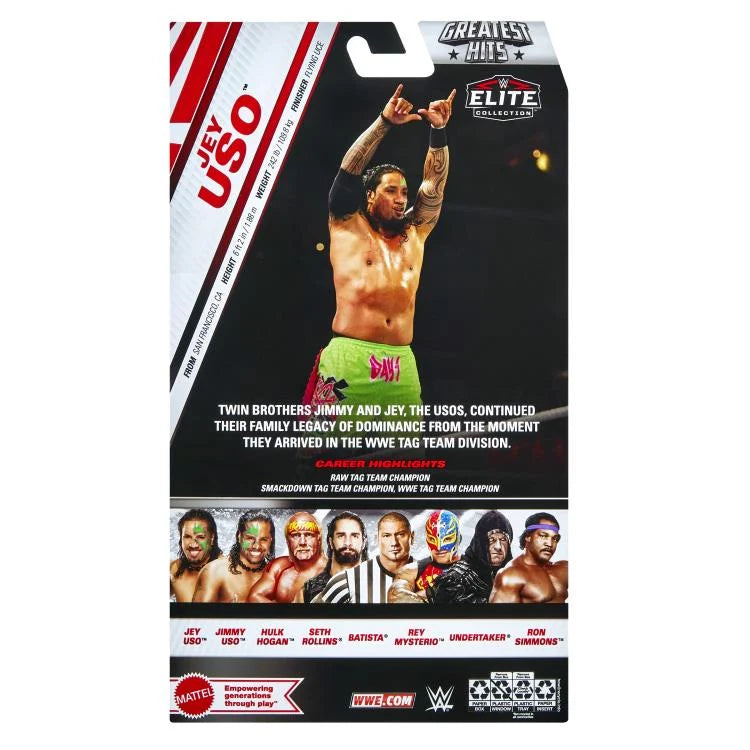Jey Uso WWE Elite Collection Greatest Hits 2025 Action Figure - Authentic WWE Wrestling Collectible for Fans & Display