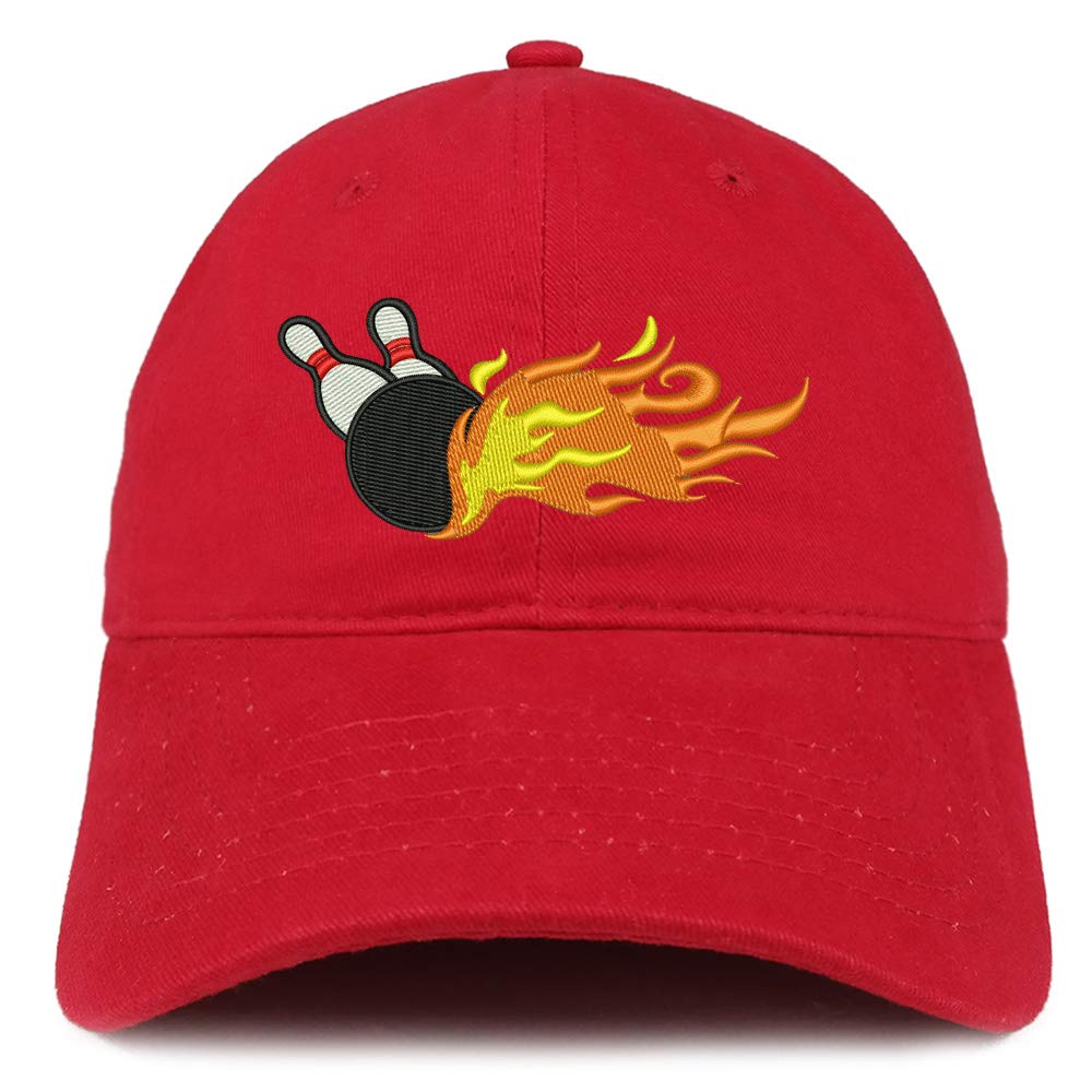 Trendy Embroidered Flaming Bowling Cotton Dad Hat - Casual Unstructured Baseball Cap for Men & Women - Perfect for Outdoor Activities, Sports, and Streetwear Fashion