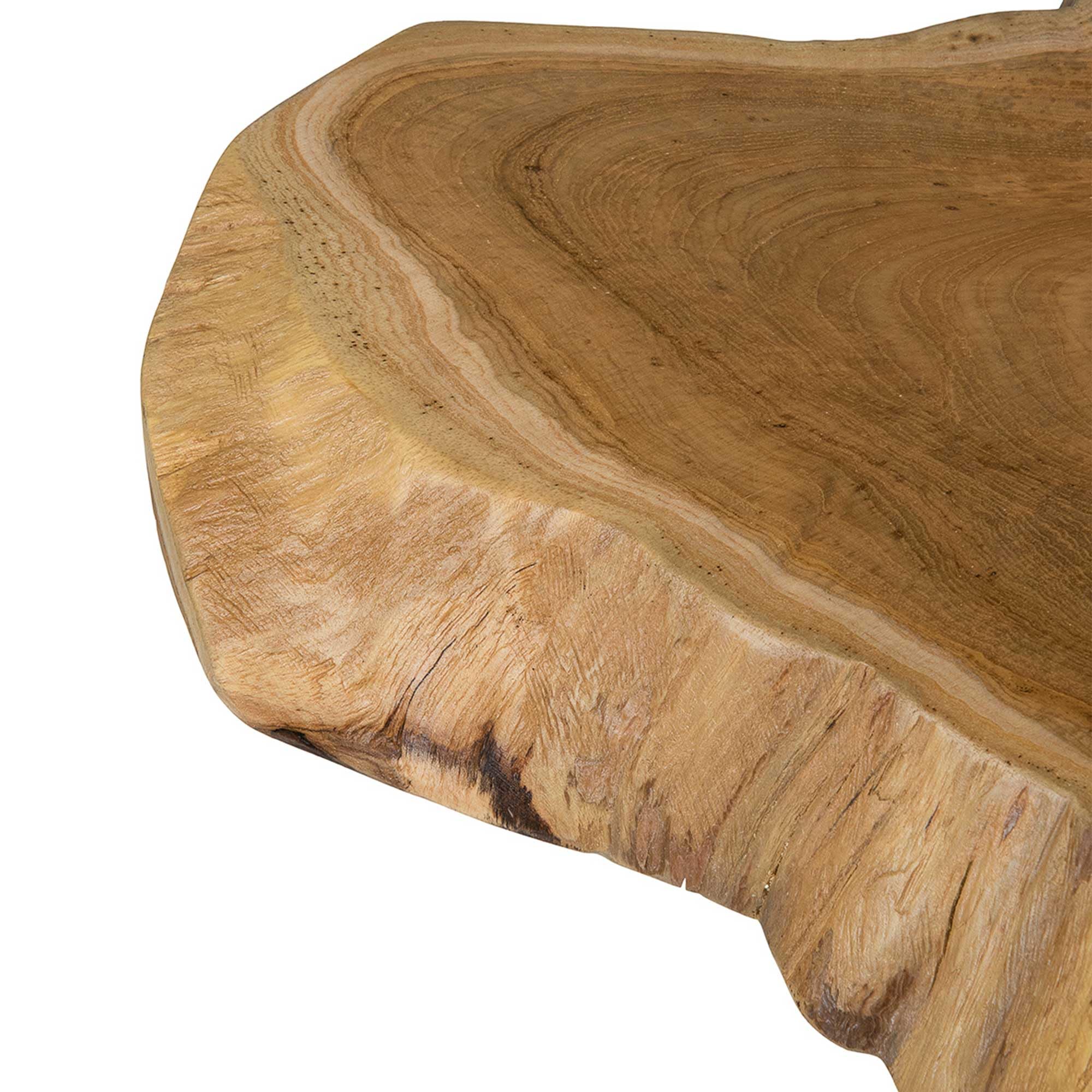 Sustainable Teak Wood Side Table with Metal Legs - Modern Tree Stump End Table for Living Room, Bedroom, Office | Perfect as Plant Stand, Nightstand or Coffee Table Accent