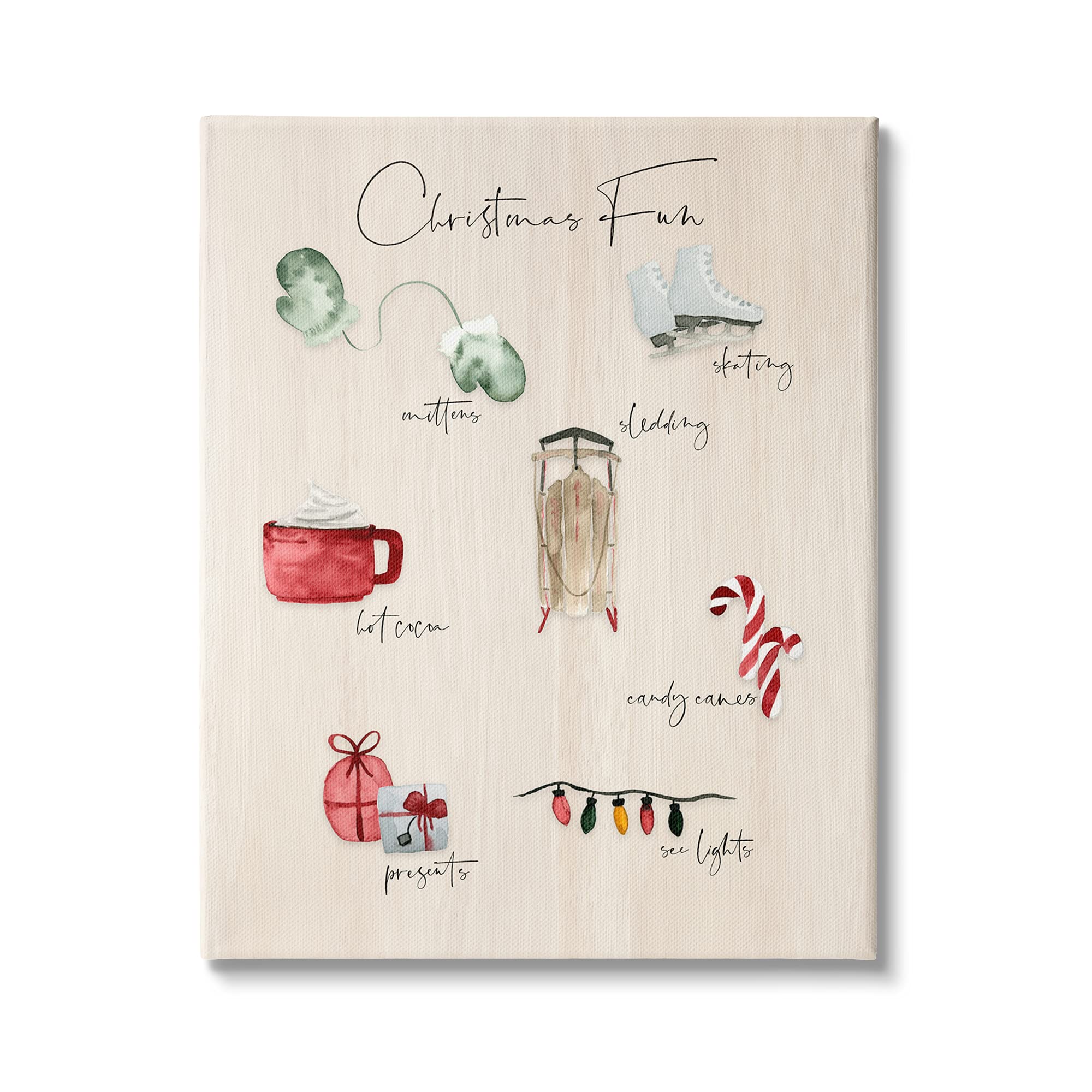Stupell Industries Rustic Christmas Fun Chart Holiday Tradition Festive Illustrations Canvas Wall Art - 36