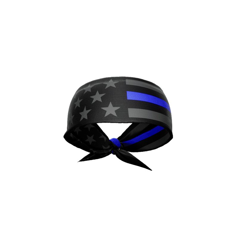 Thin Blue Line Tie Headband - Adjustable Police Support Headband for Men & Women - Perfect for Workouts, Running, and Showing Law Enforcement Support